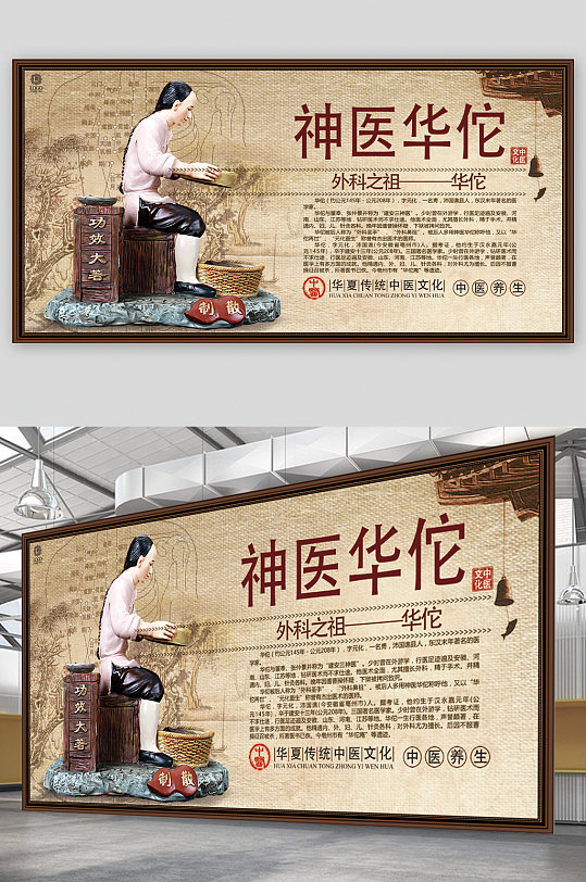 中華名醫(yī) 神醫(yī)華佗中醫(yī)展板