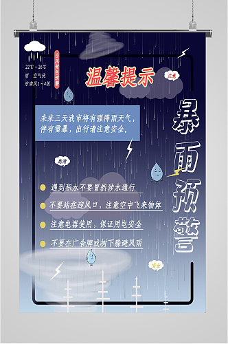 暴雨红色预警海报