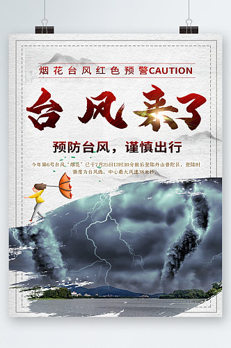 台风来了预防台风海报