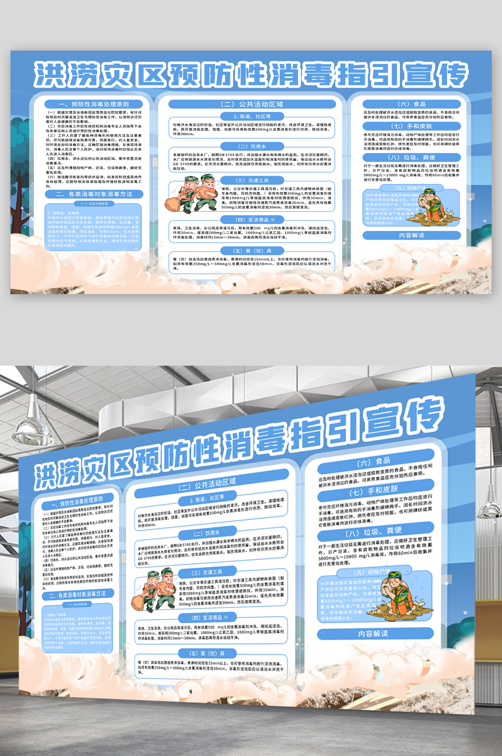 洪涝灾害预防性消毒展板素材