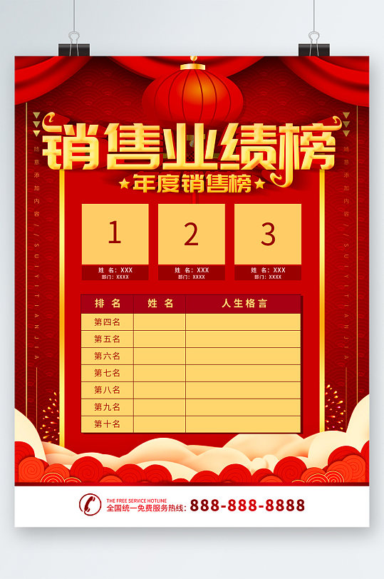 销售业绩榜排名海报