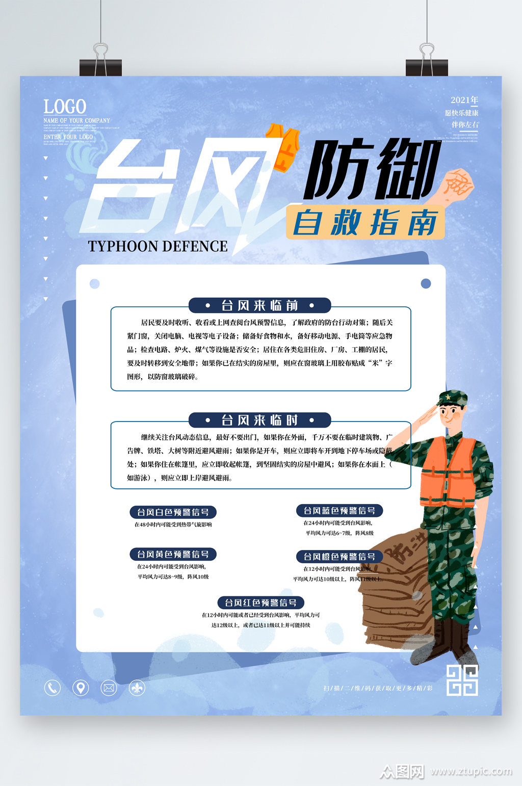 台风防御自救指南海报