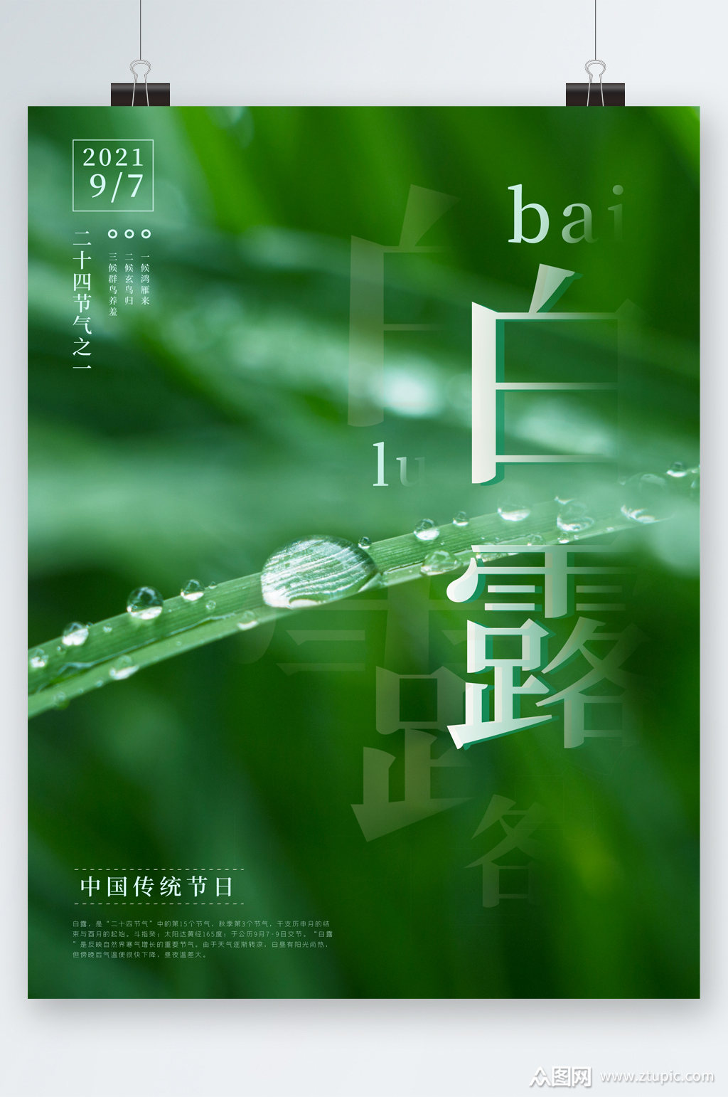 白露二十四节气海报素材