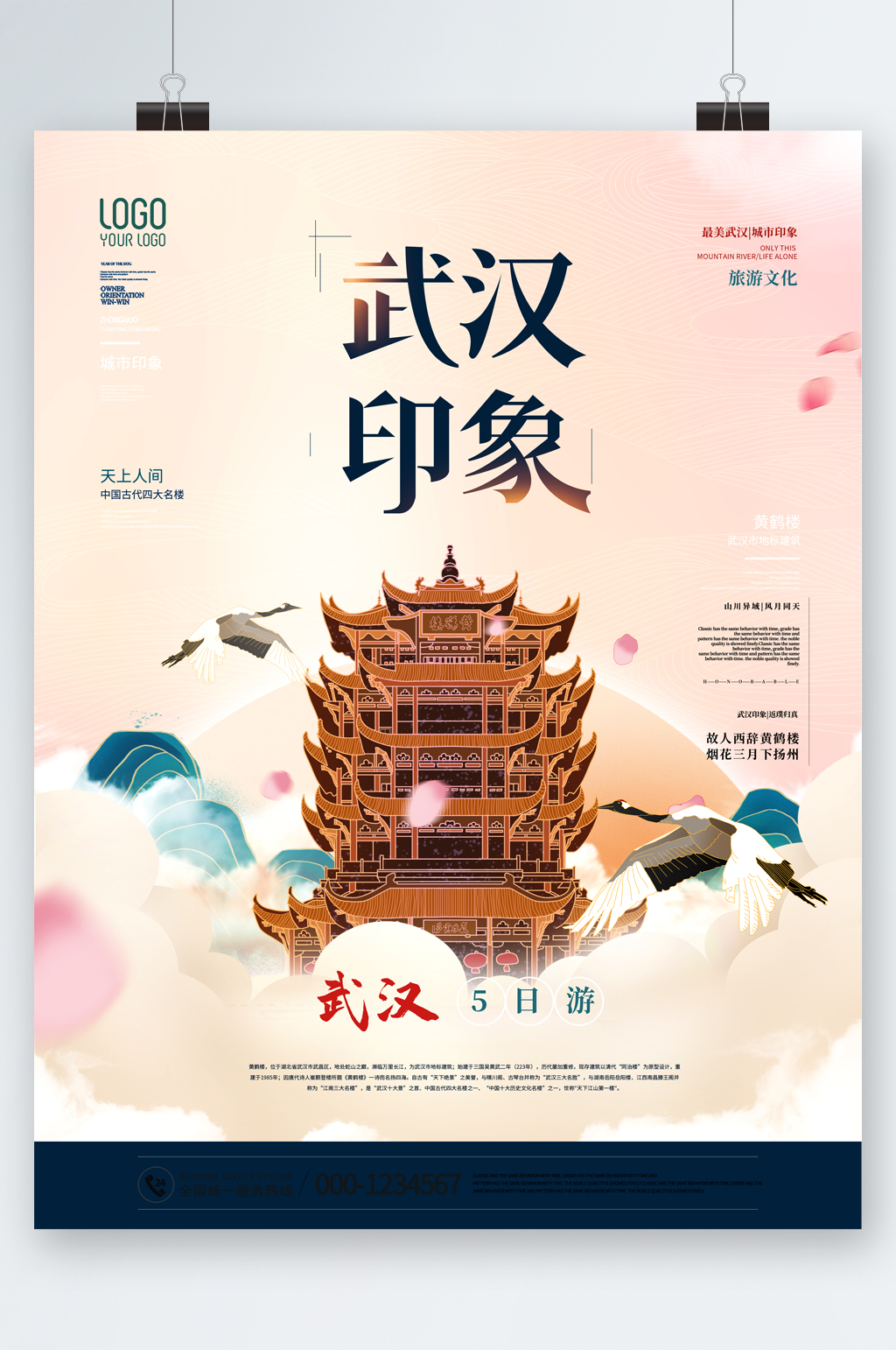 武汉印象建筑风景旅游海报