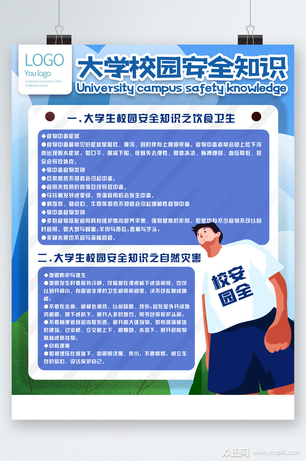 大学生安全校园知识海报