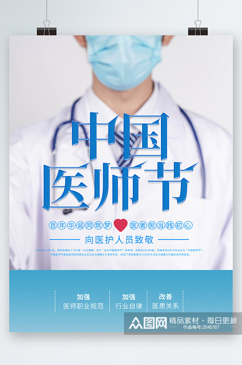 中国医师节医护人员海报素材