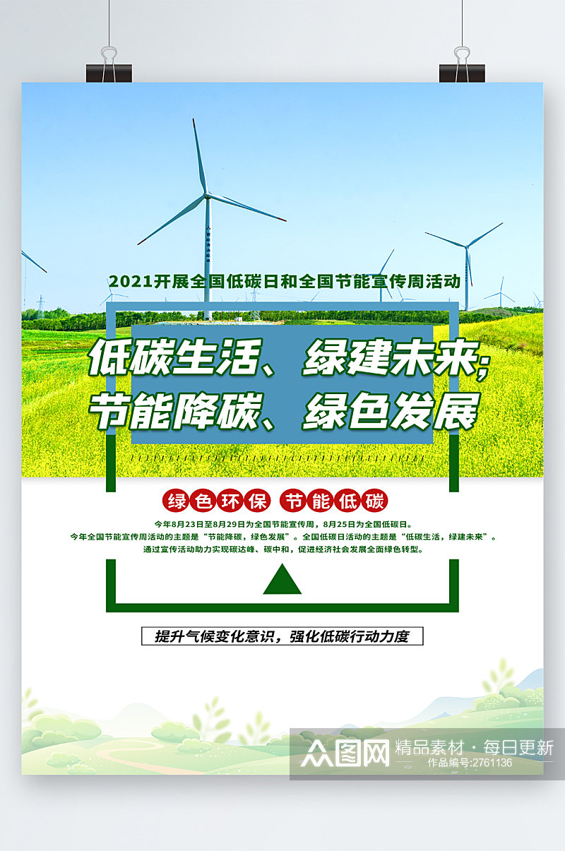 低碳生活绿色发展宣传海报素材