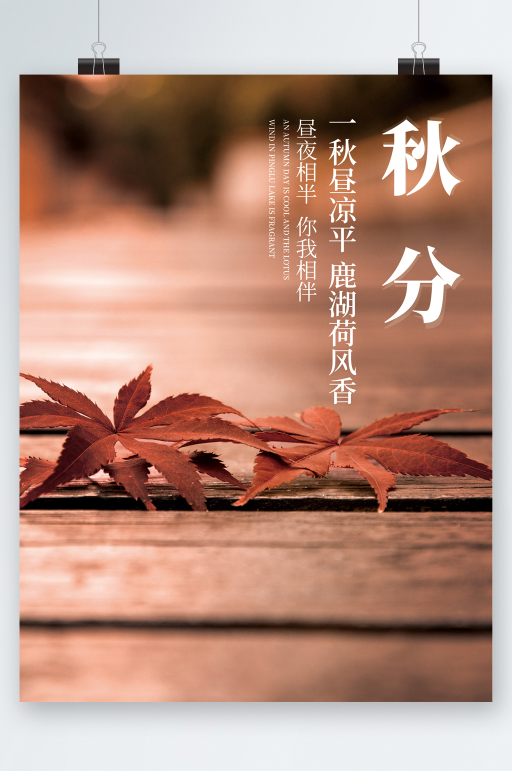 简约传统节气秋分海报素材