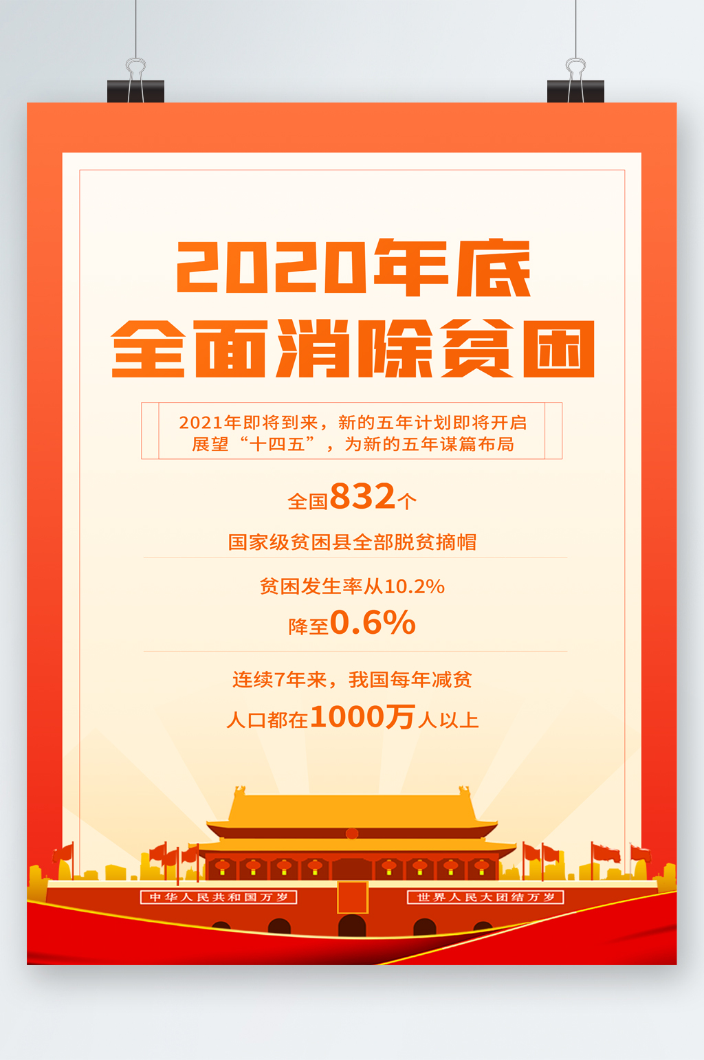 2020年底全面消除贫困海报素材