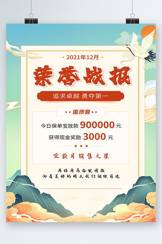 榮譽(yù)戰(zhàn)敗銷售業(yè)績海報(bào)