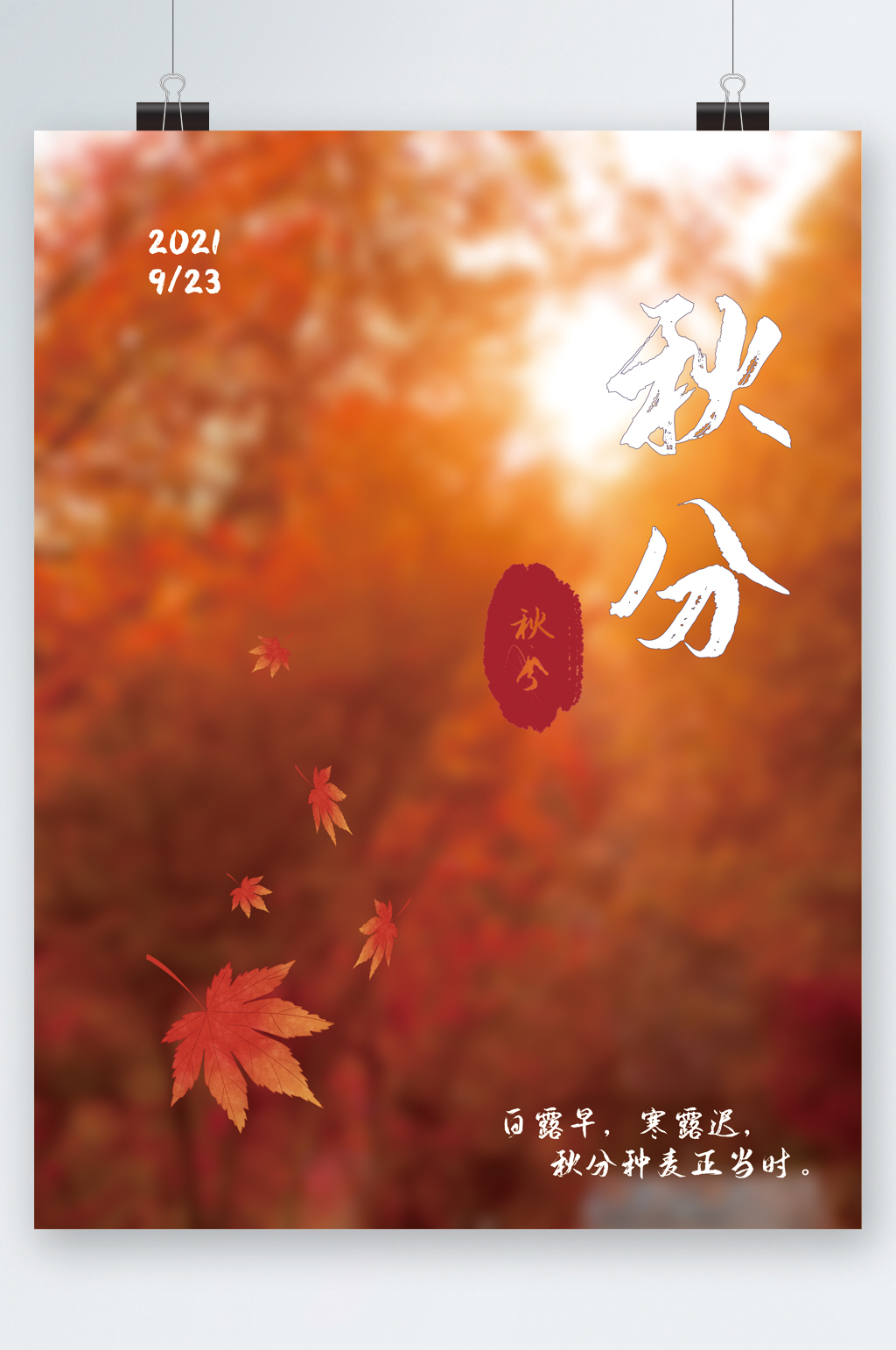 简约风景秋分节气海报素材