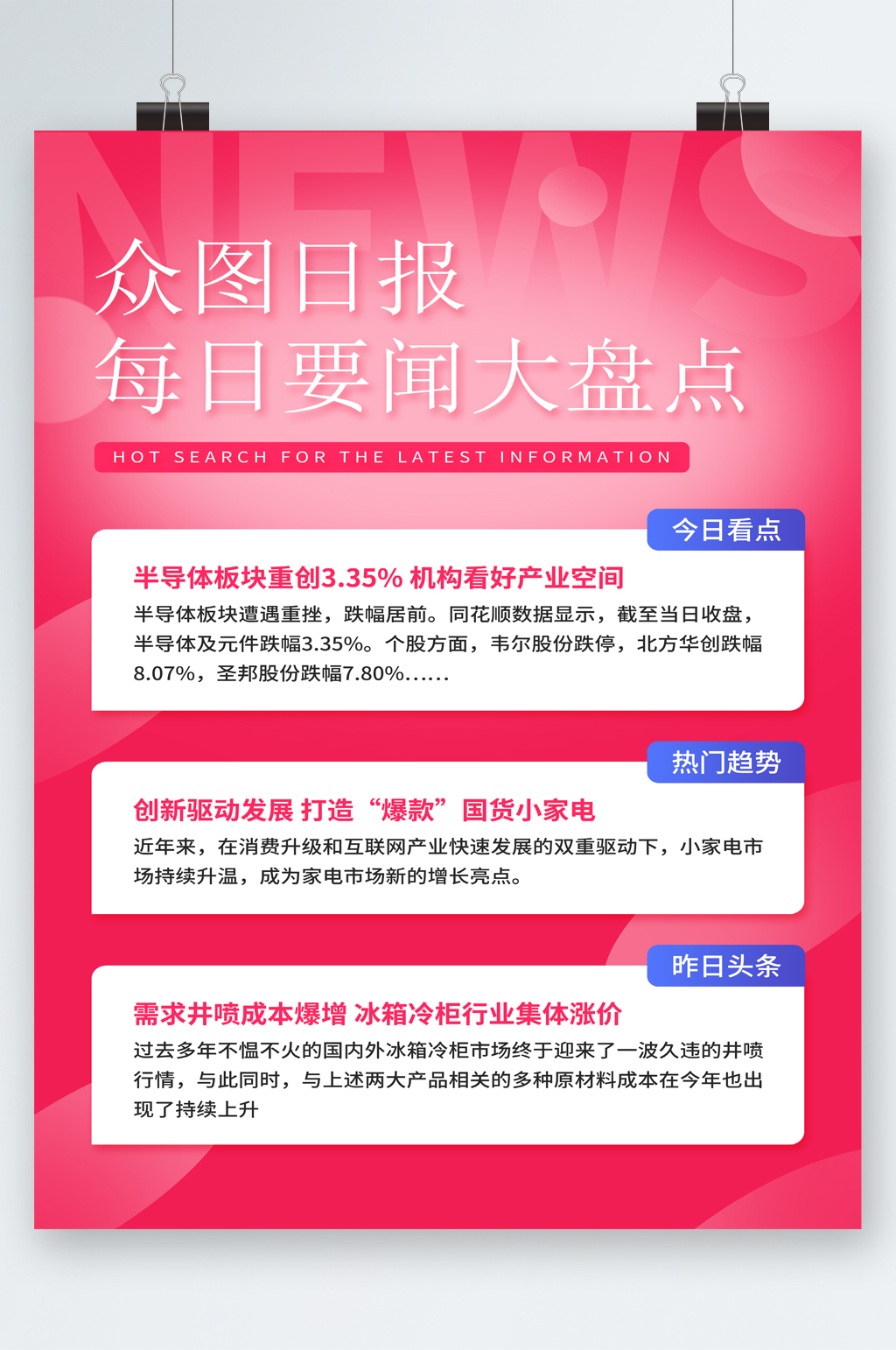 每日要闻大盘点海报素材