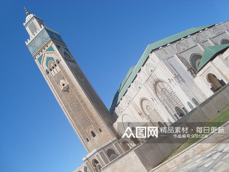 摩洛哥卡萨布兰卡的哈桑二世清真寺建筑风景素材