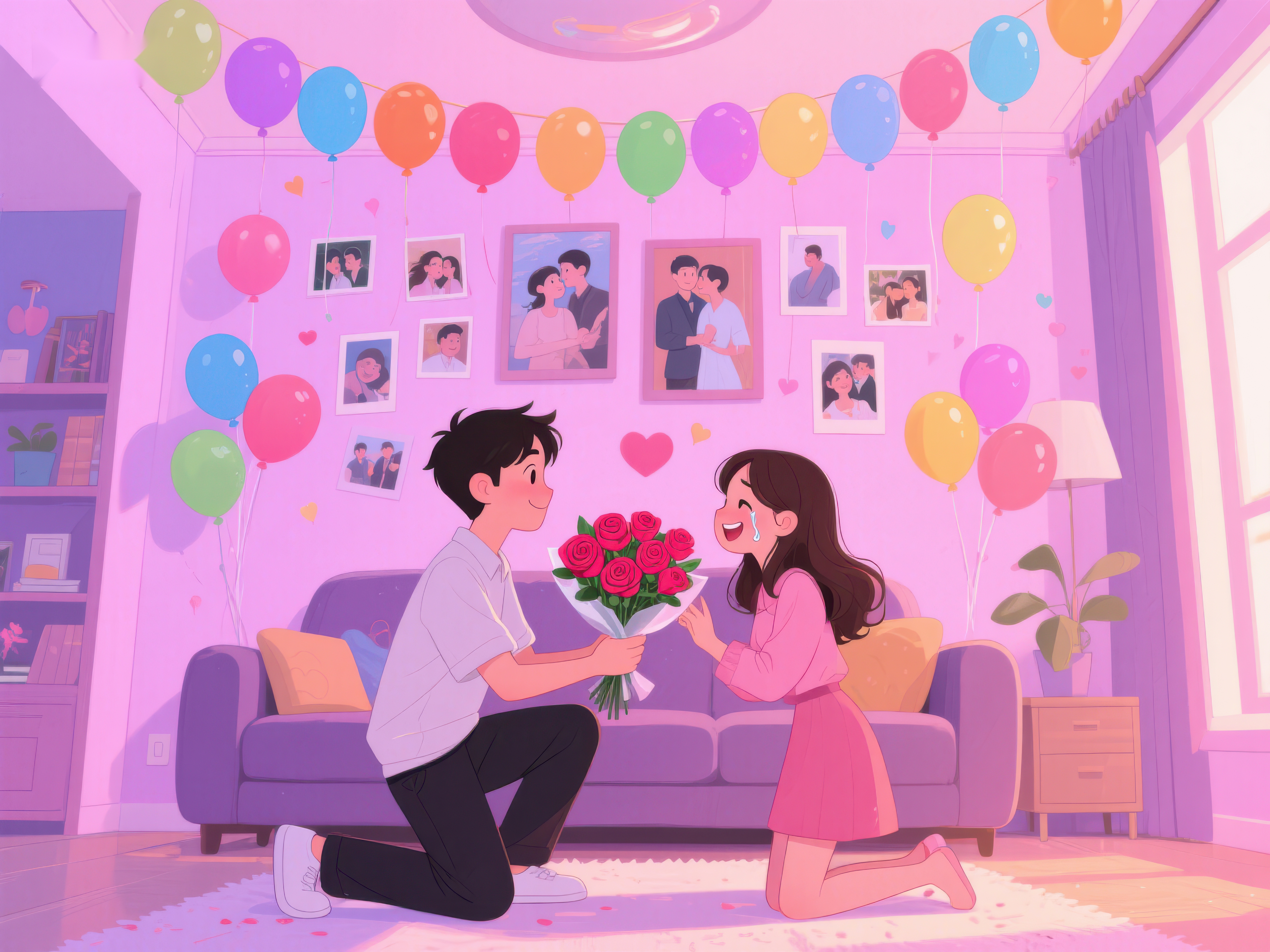 浪漫求婚场景情侣共度温馨时刻素材