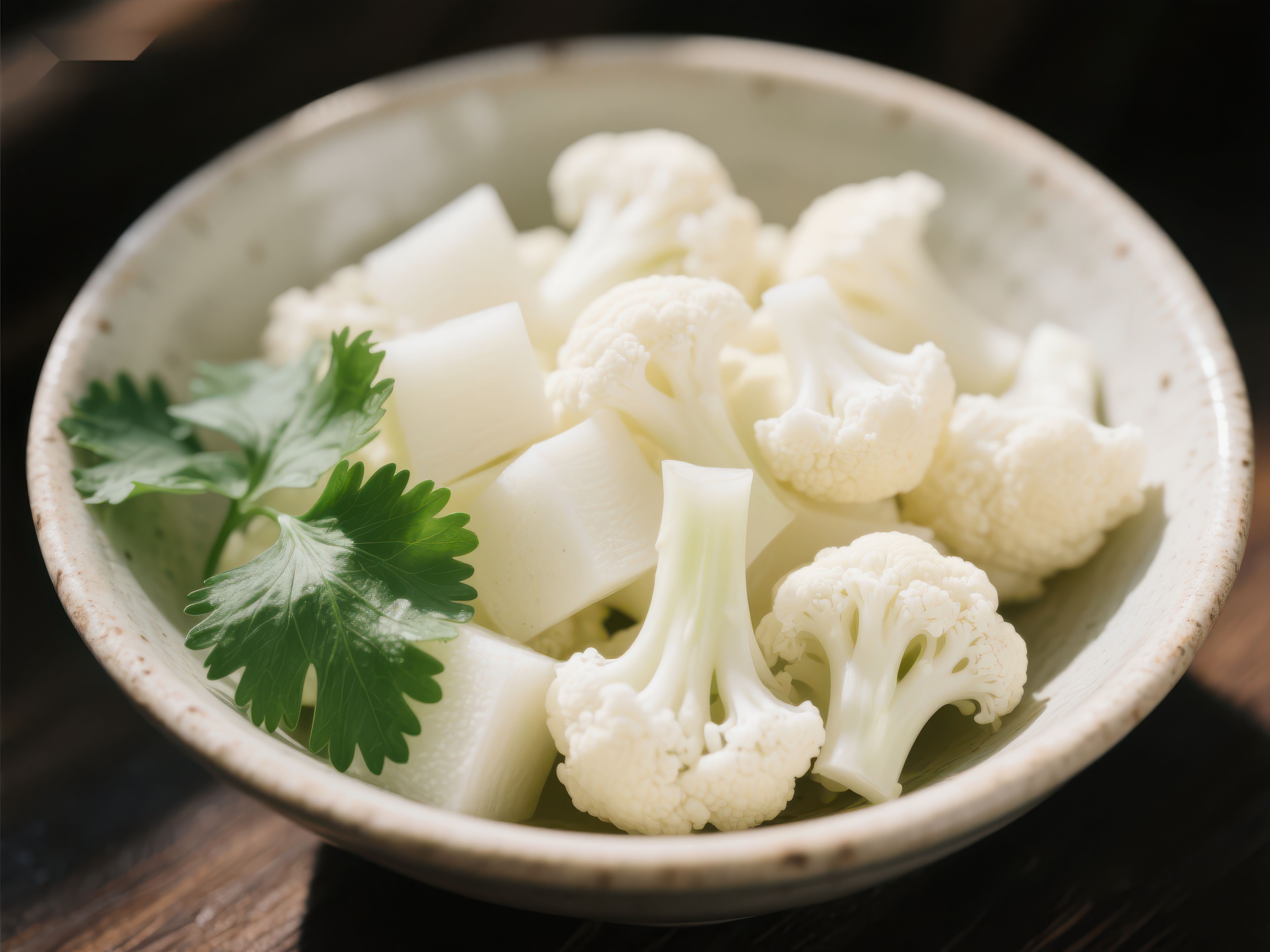 碗中新鲜花椰菜与香菜素材
