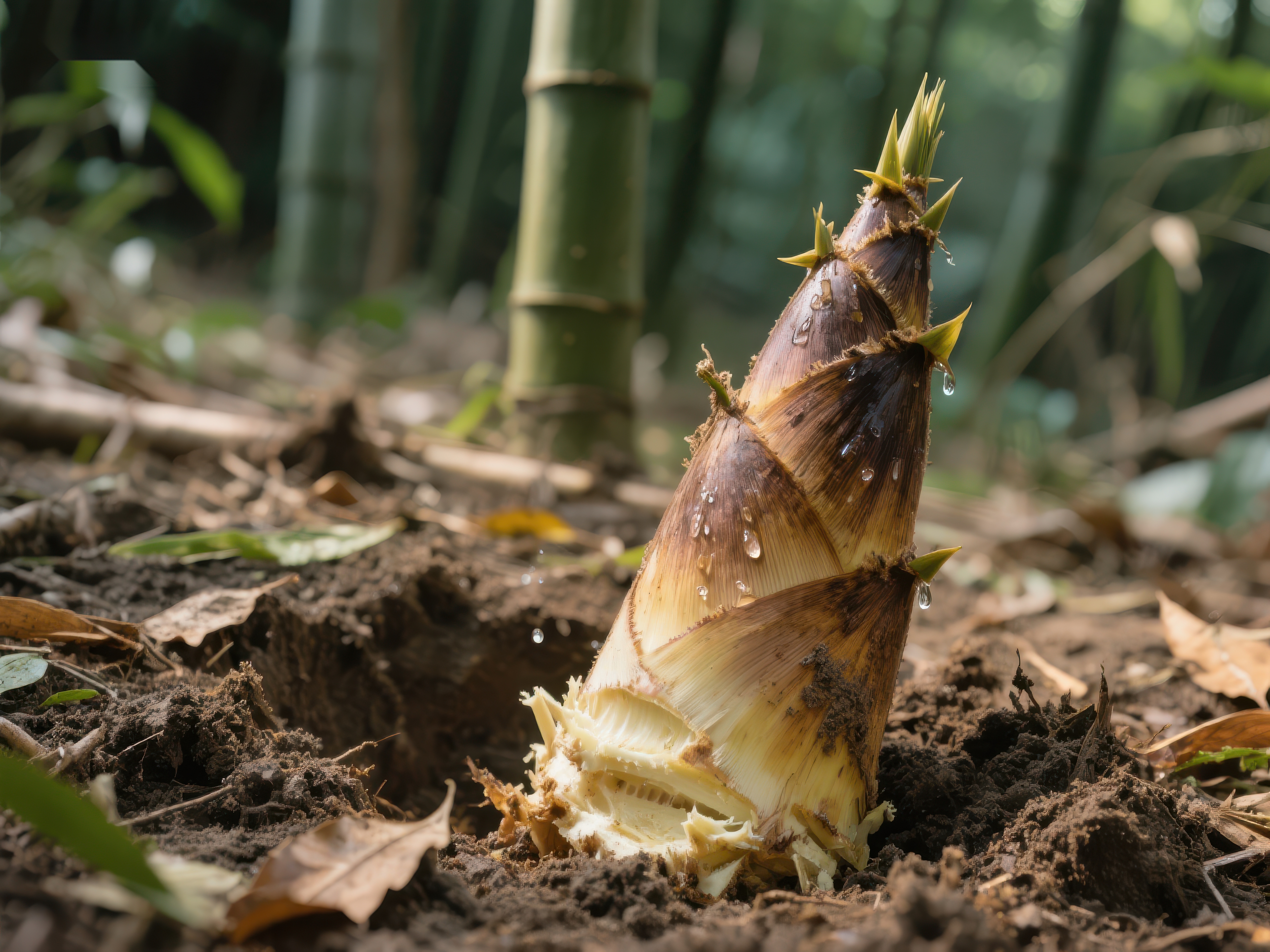 竹笋破土而出生机勃勃素材