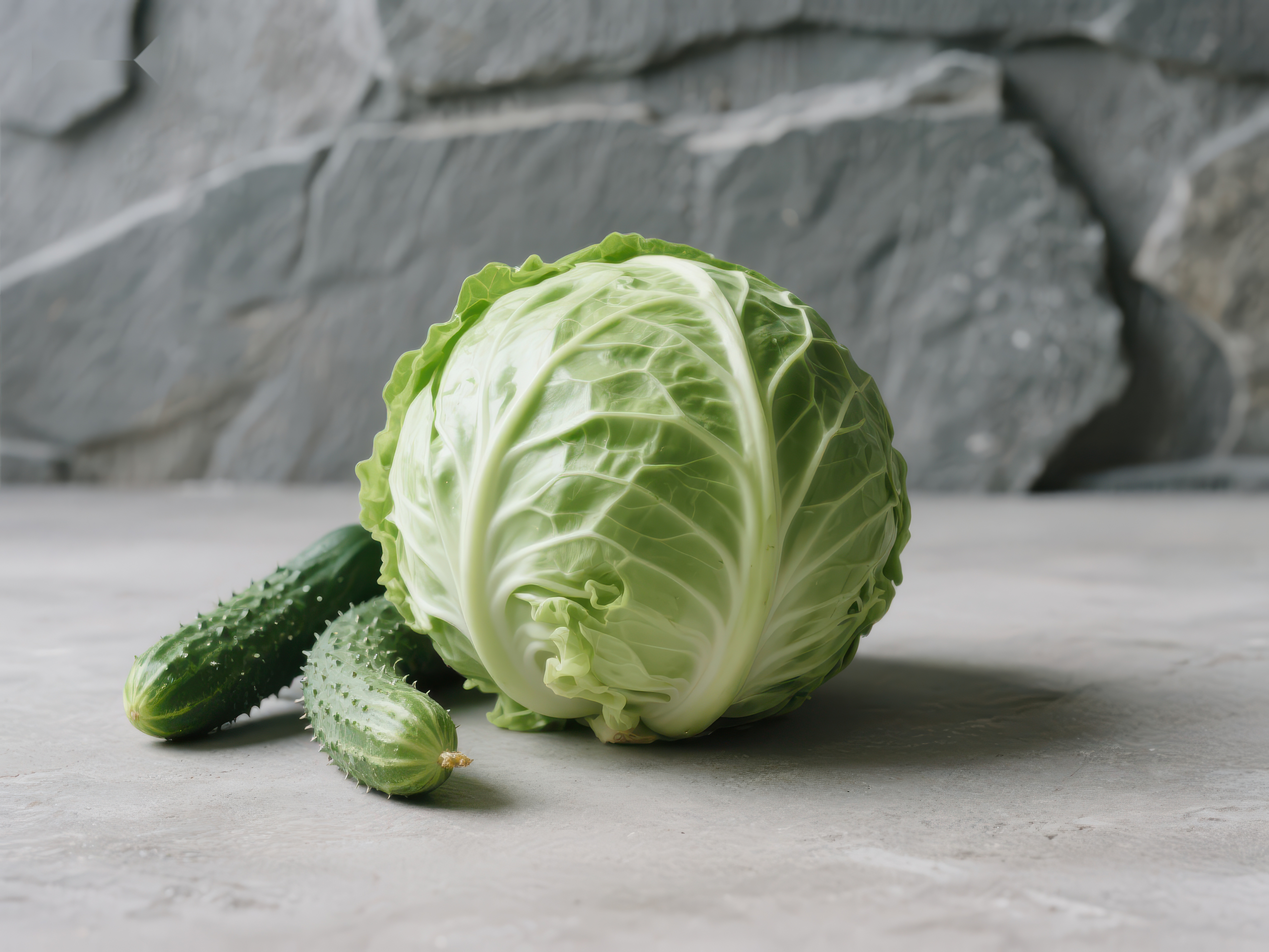 新鲜卷心菜与黄瓜静物图素材