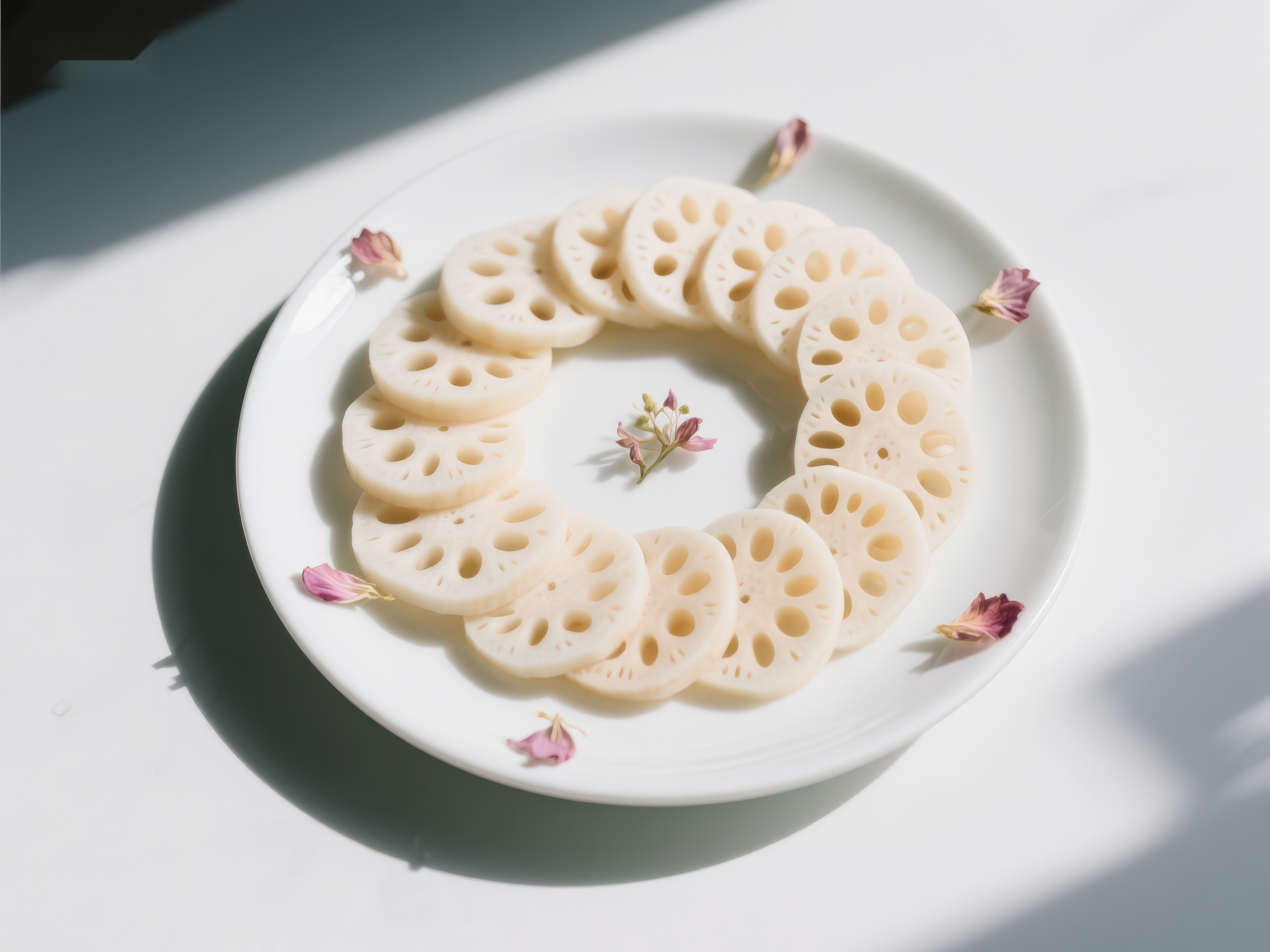 莲藕切片摆盘点缀花瓣素材