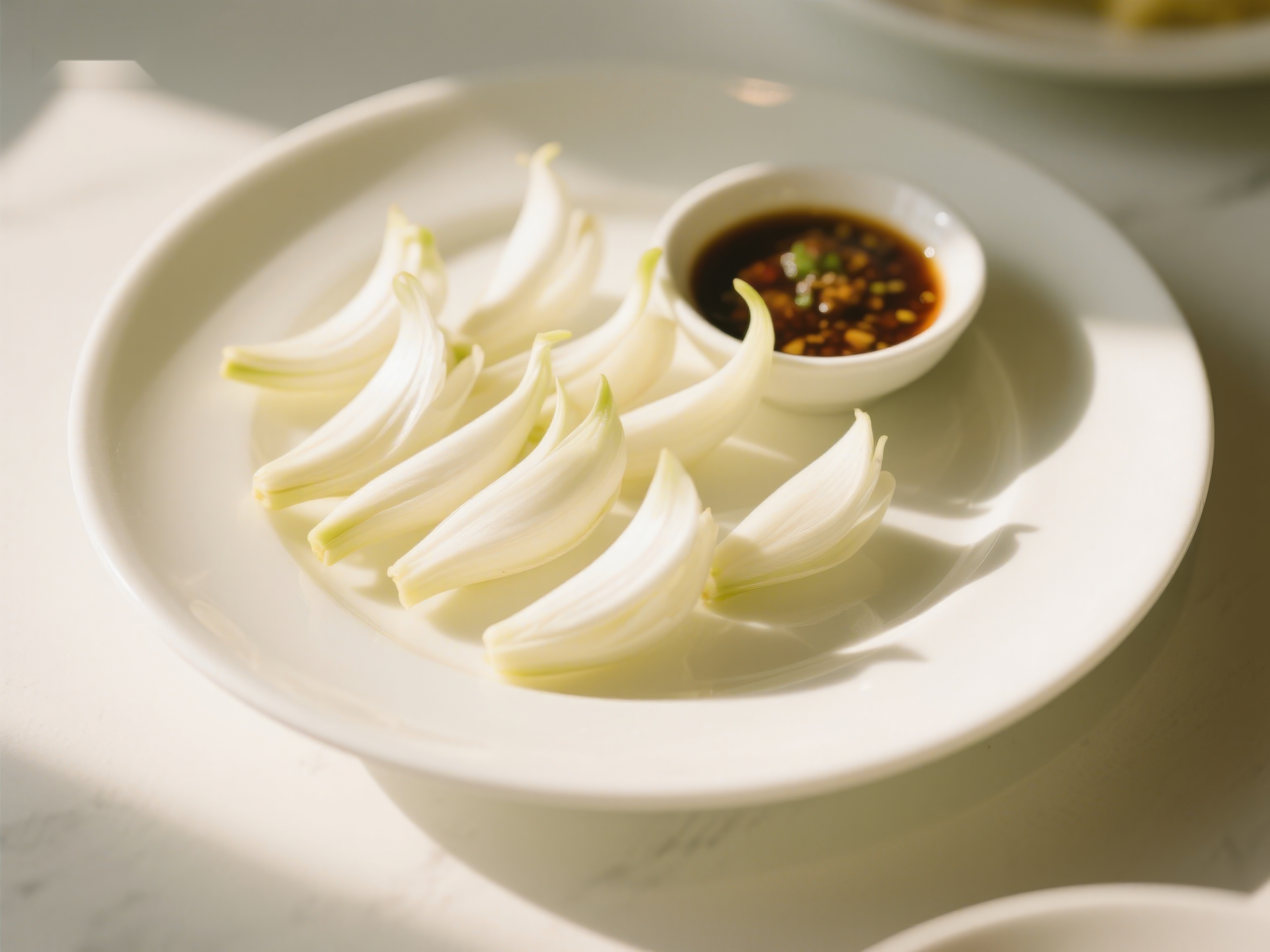新鲜葱段配蘸料简约美食呈现素材