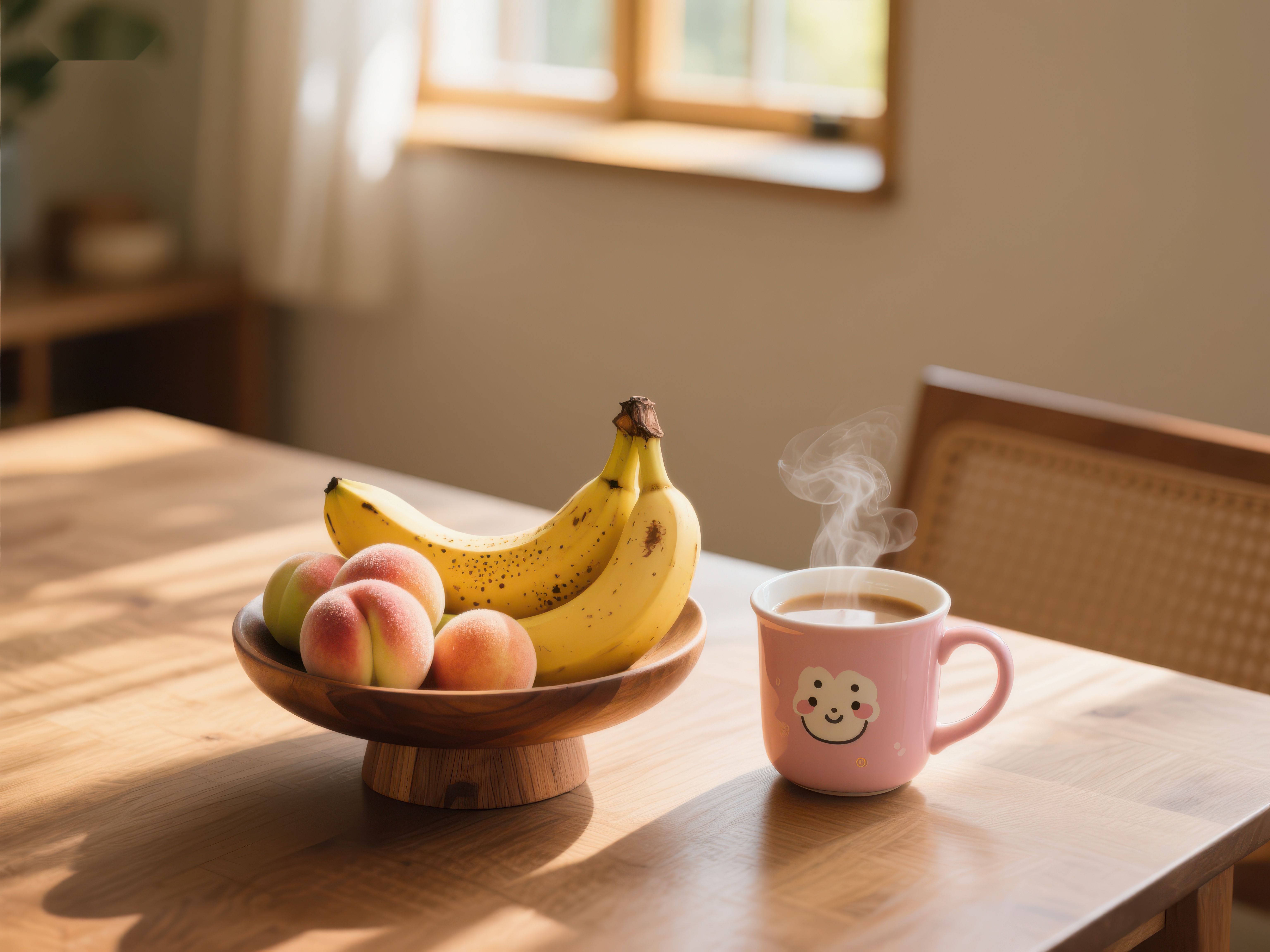 温馨早餐水果与热饮素材