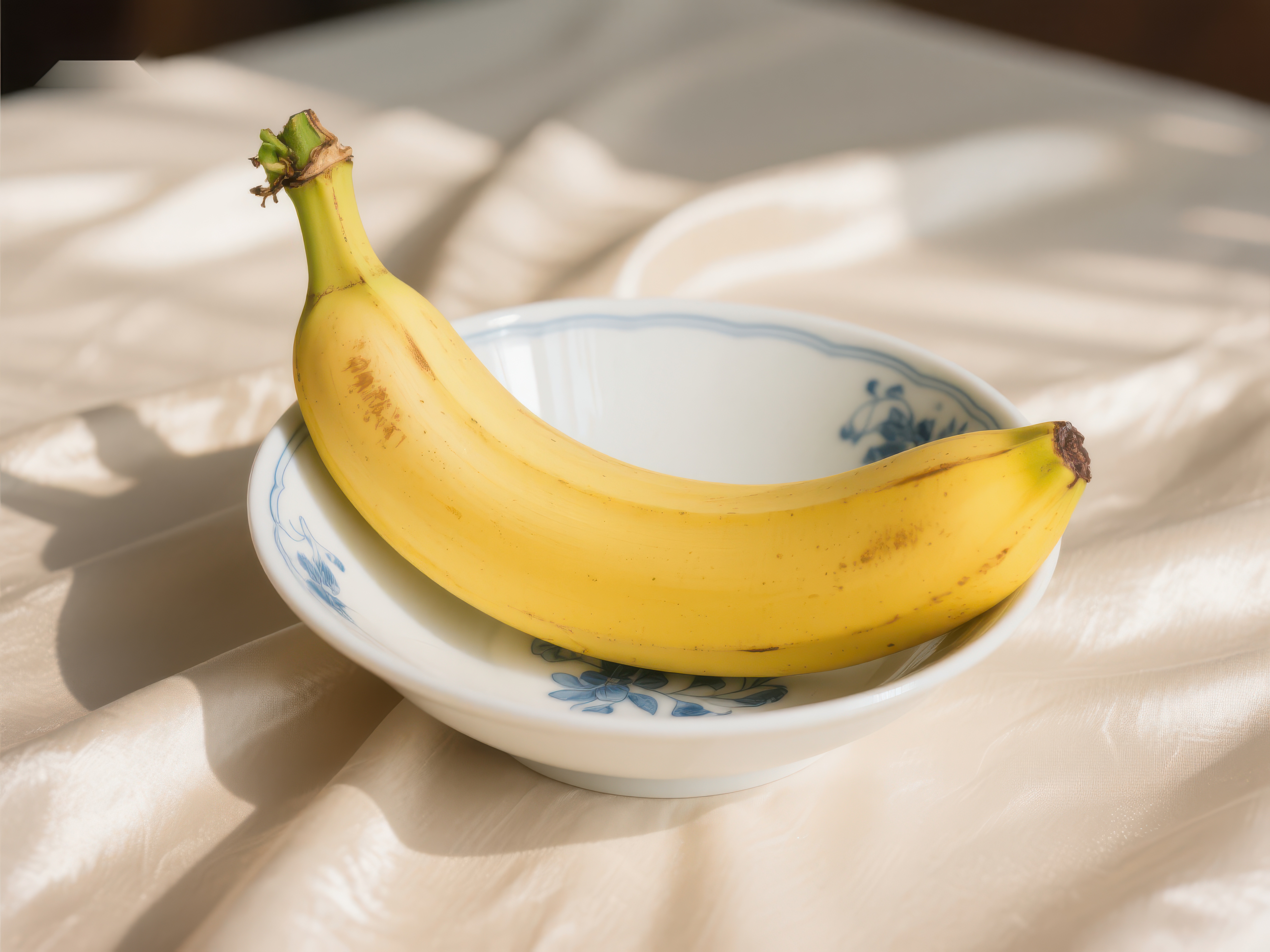 盘中的香蕉沐浴阳光素材