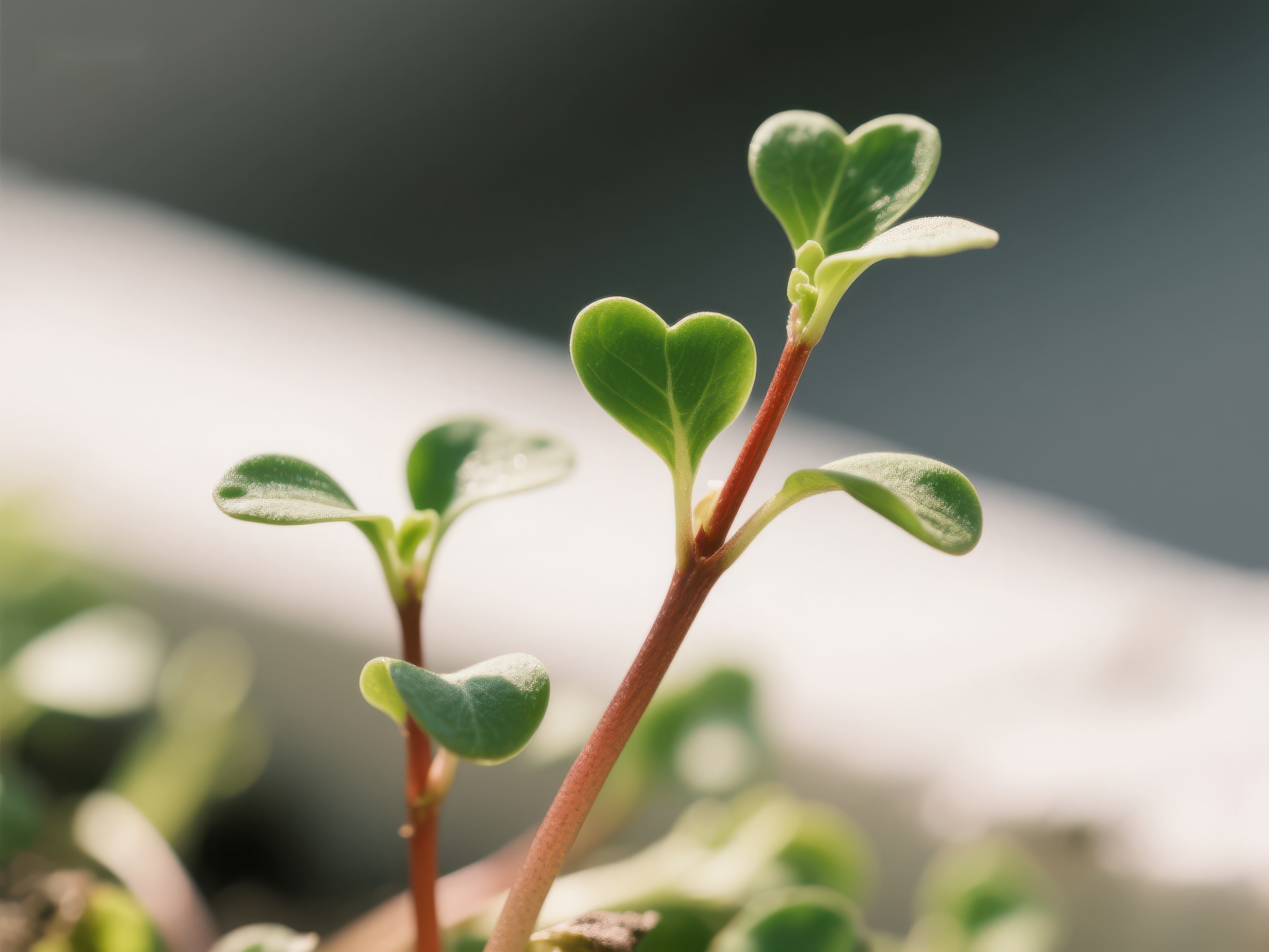 新生绿植心形叶片特写素材