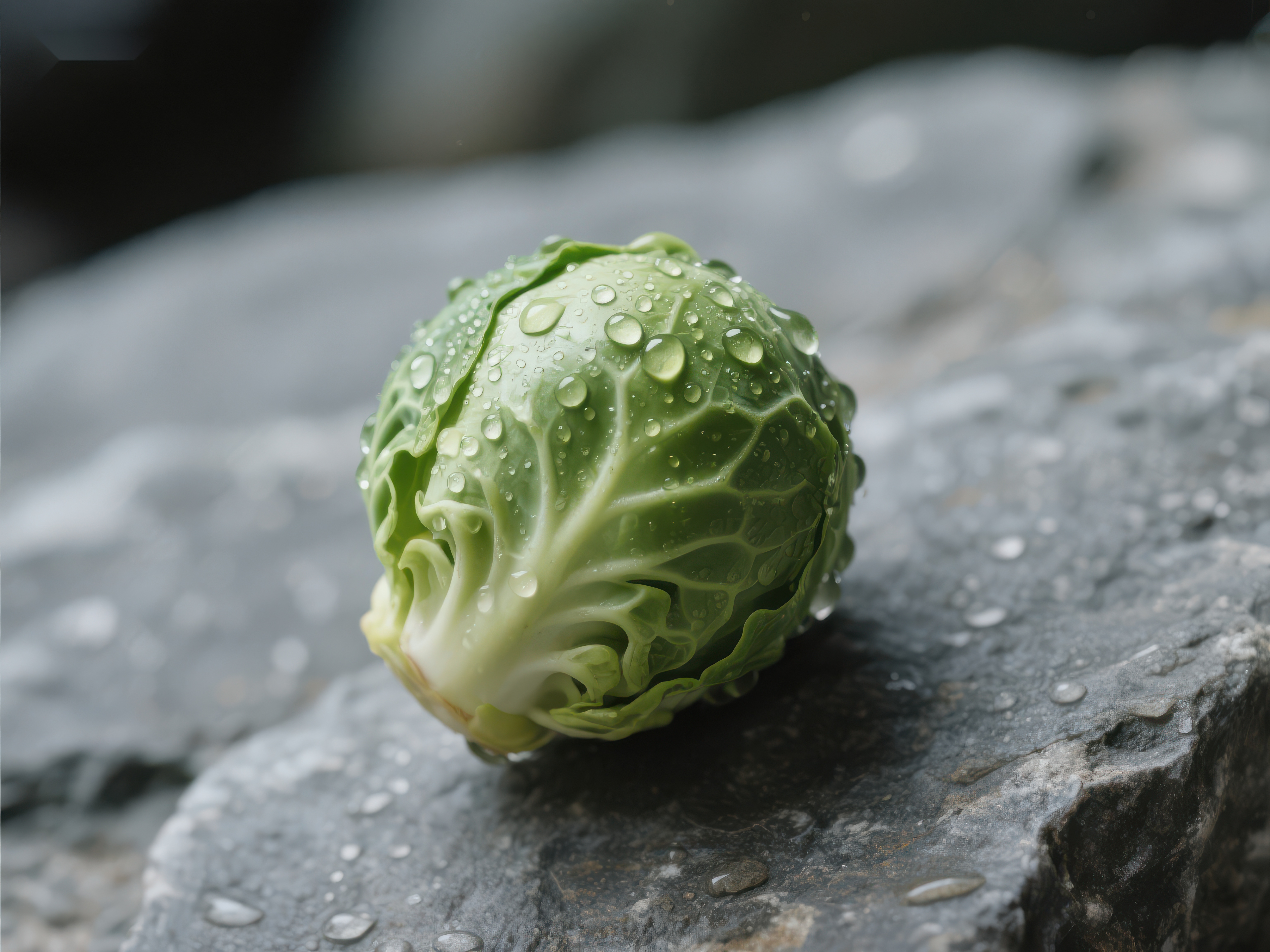 新鲜甘蓝上的水珠素材