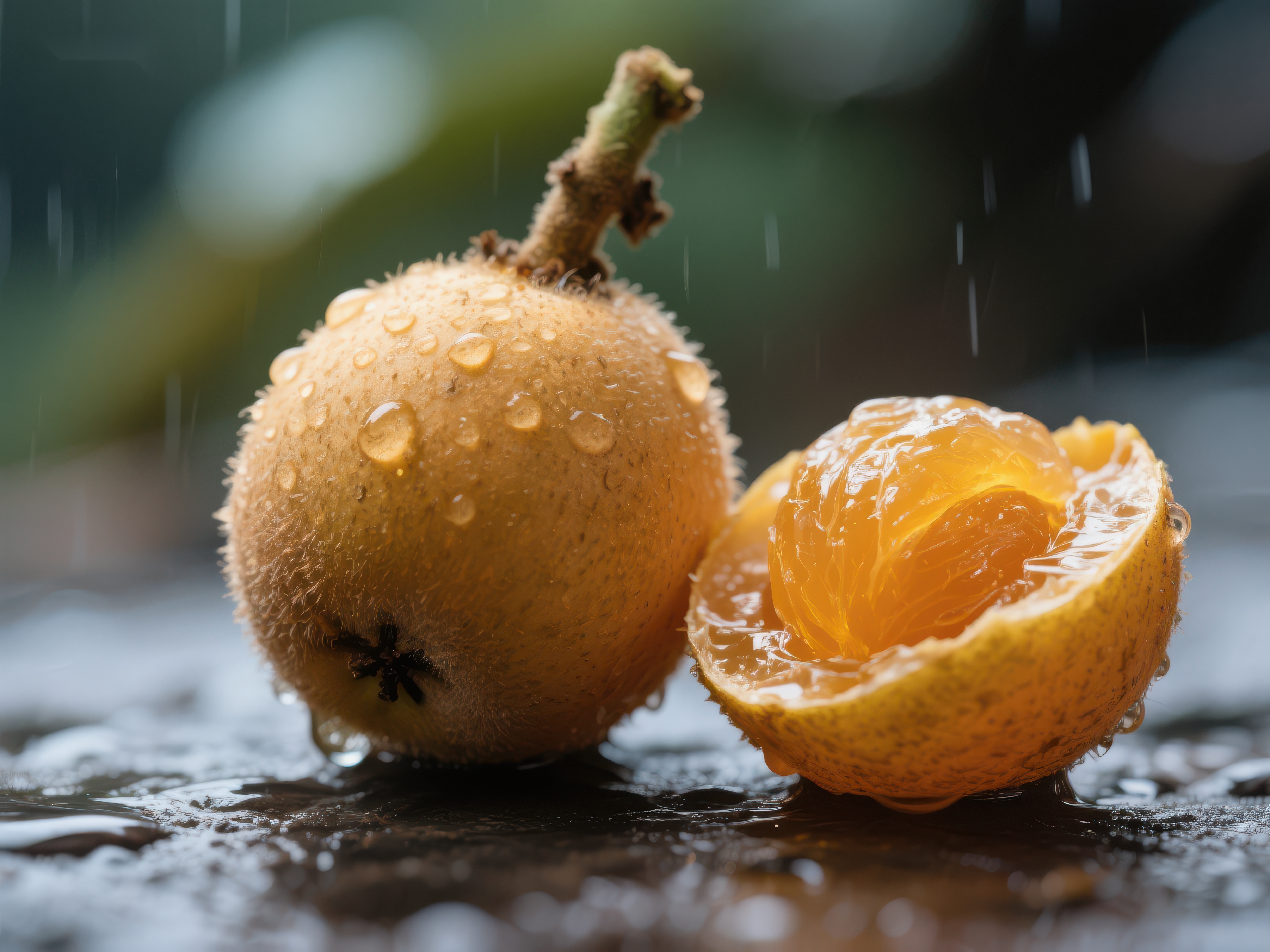 新鲜枇杷雨滴点缀素材