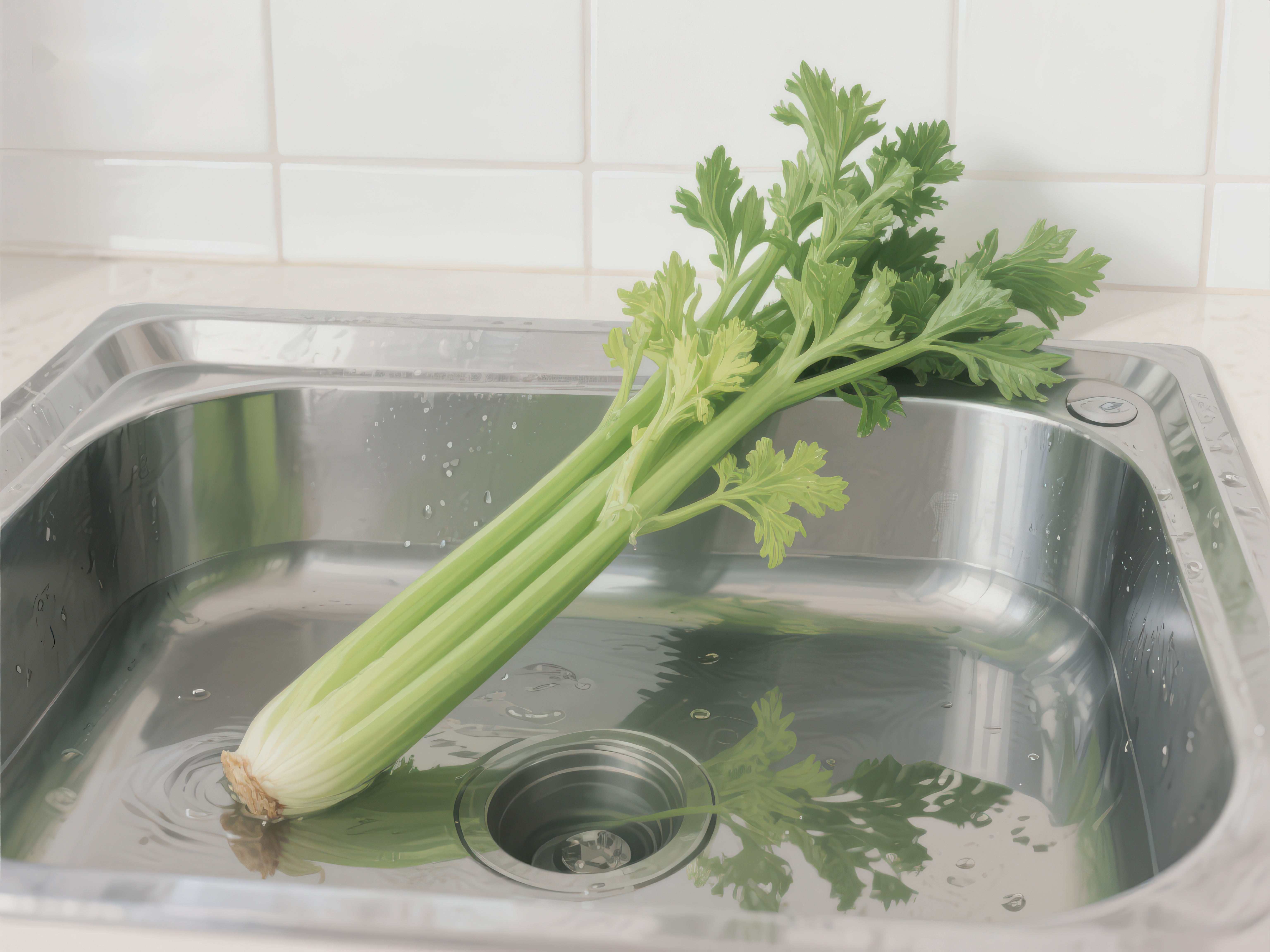 芹菜在水槽中清洗素材