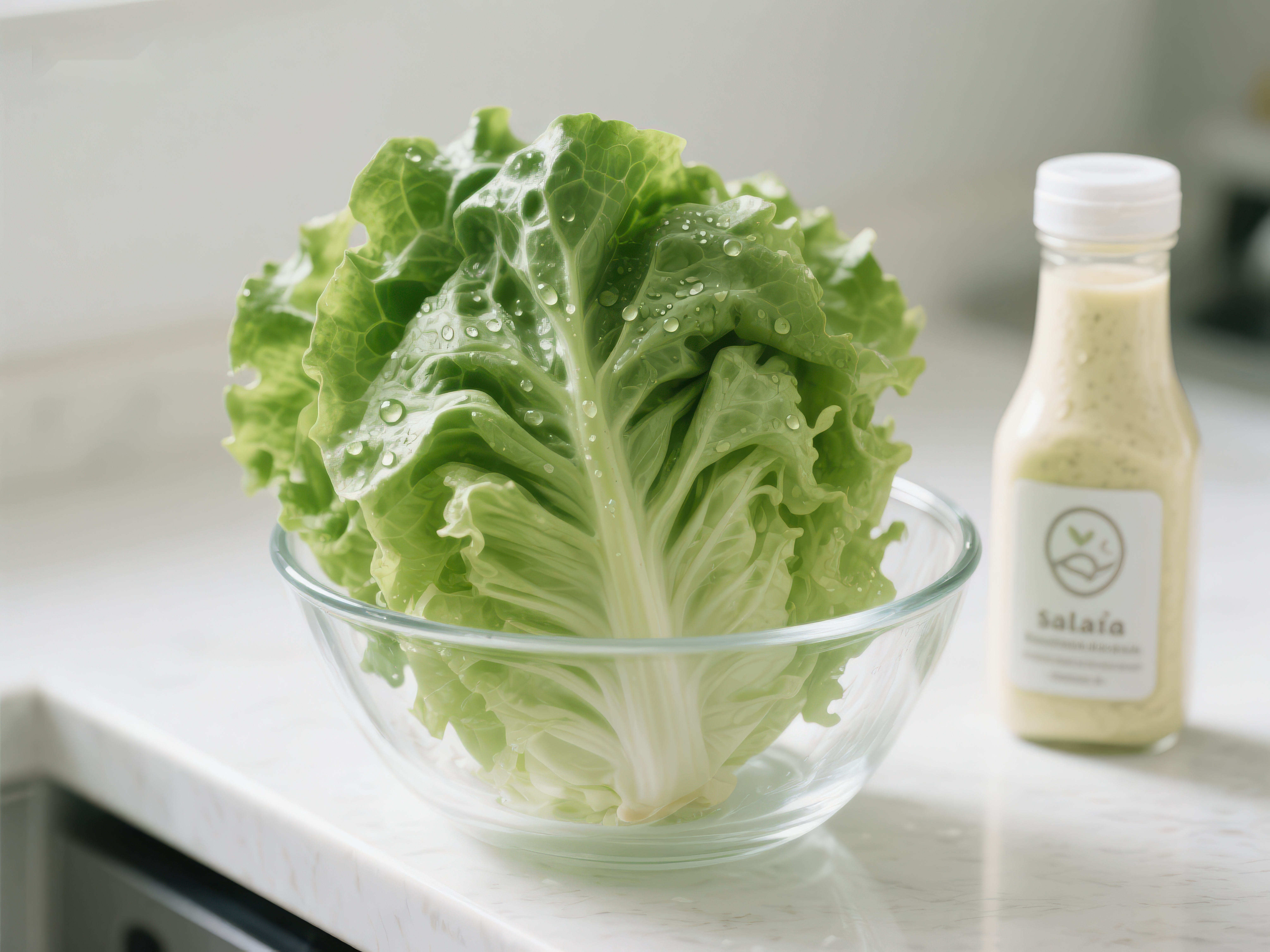 新鲜生菜与调味料瓶素材