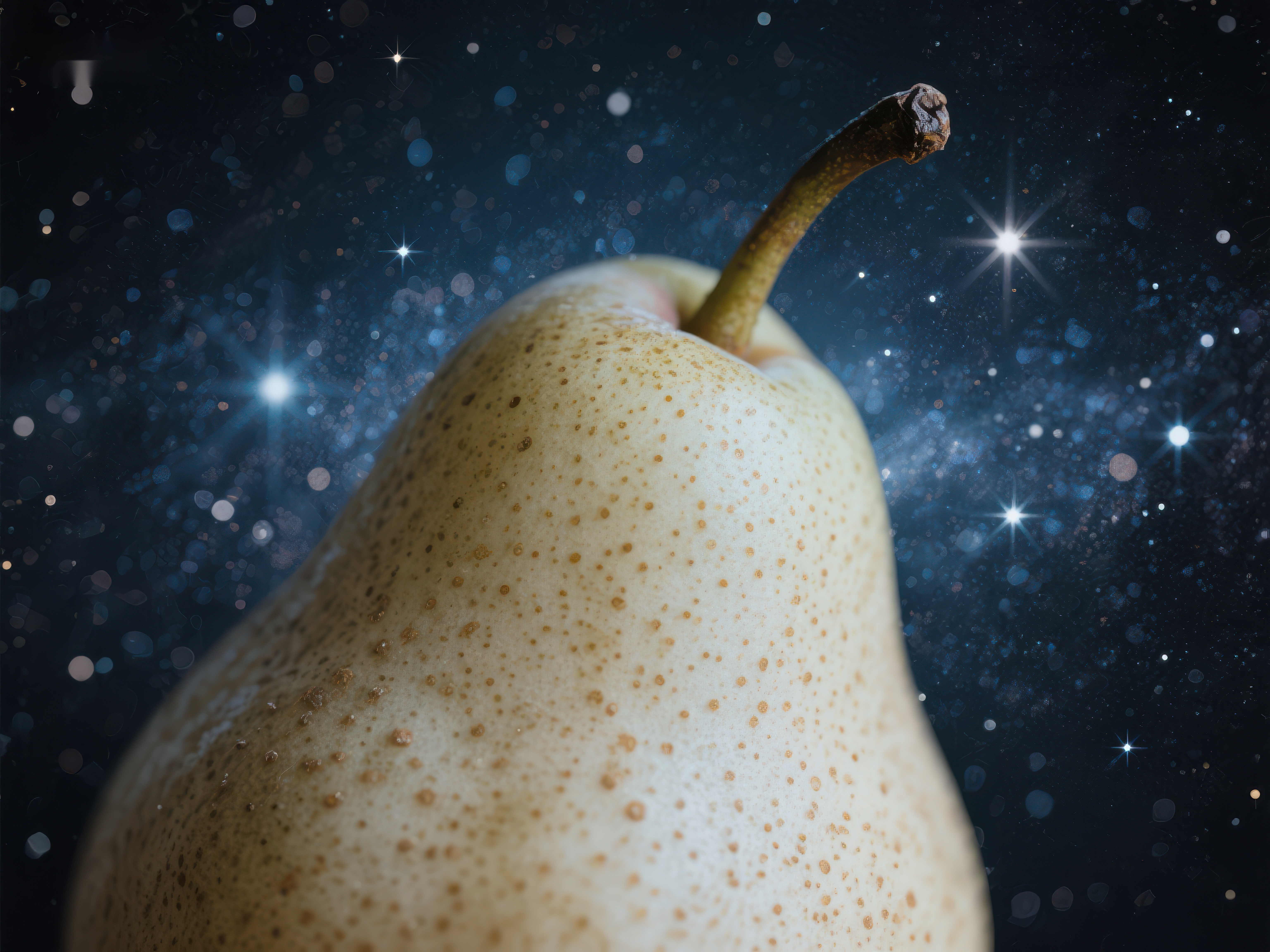 星空背景下的梨子特写素材