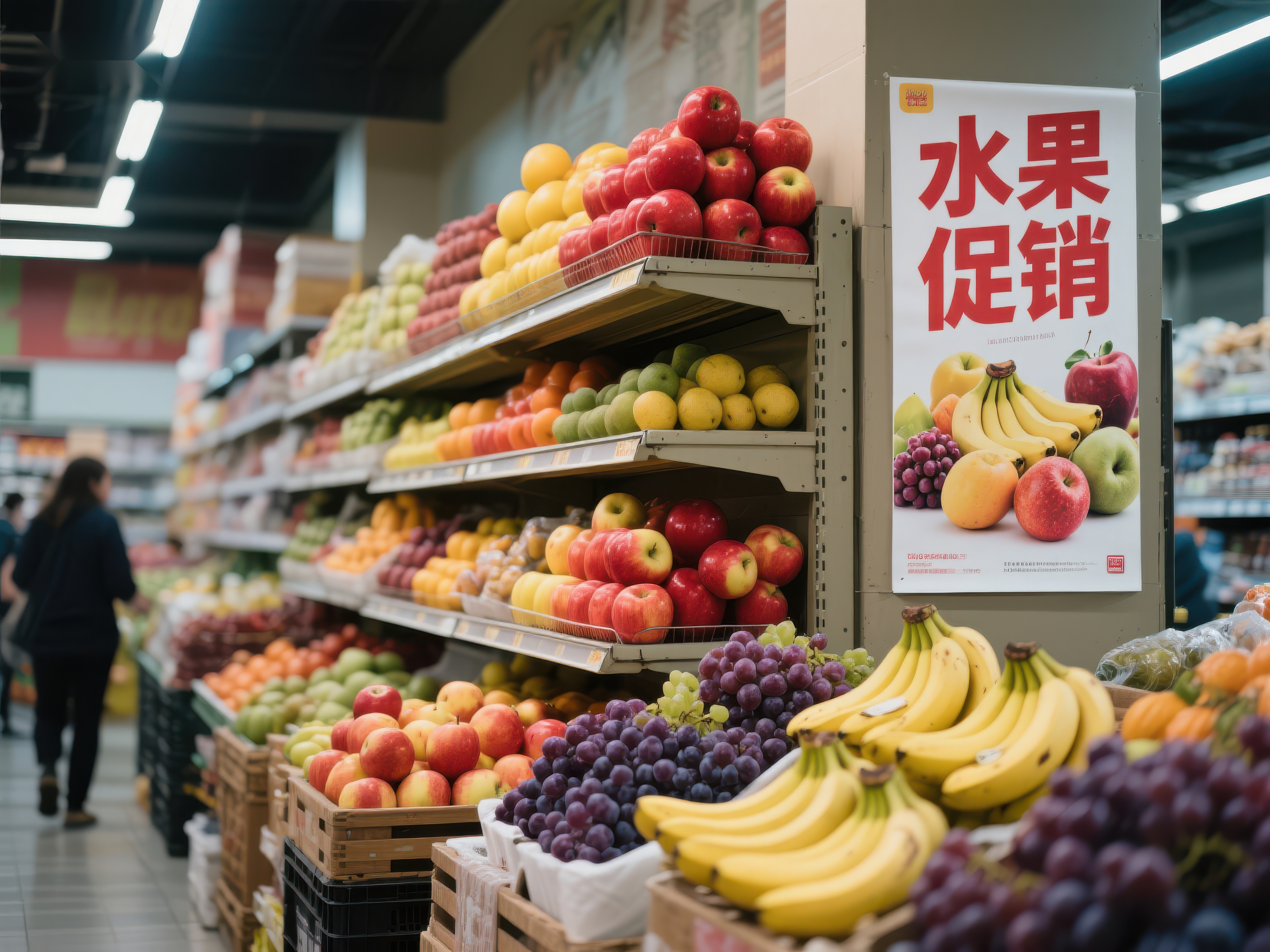 超市水果促销区展示素材