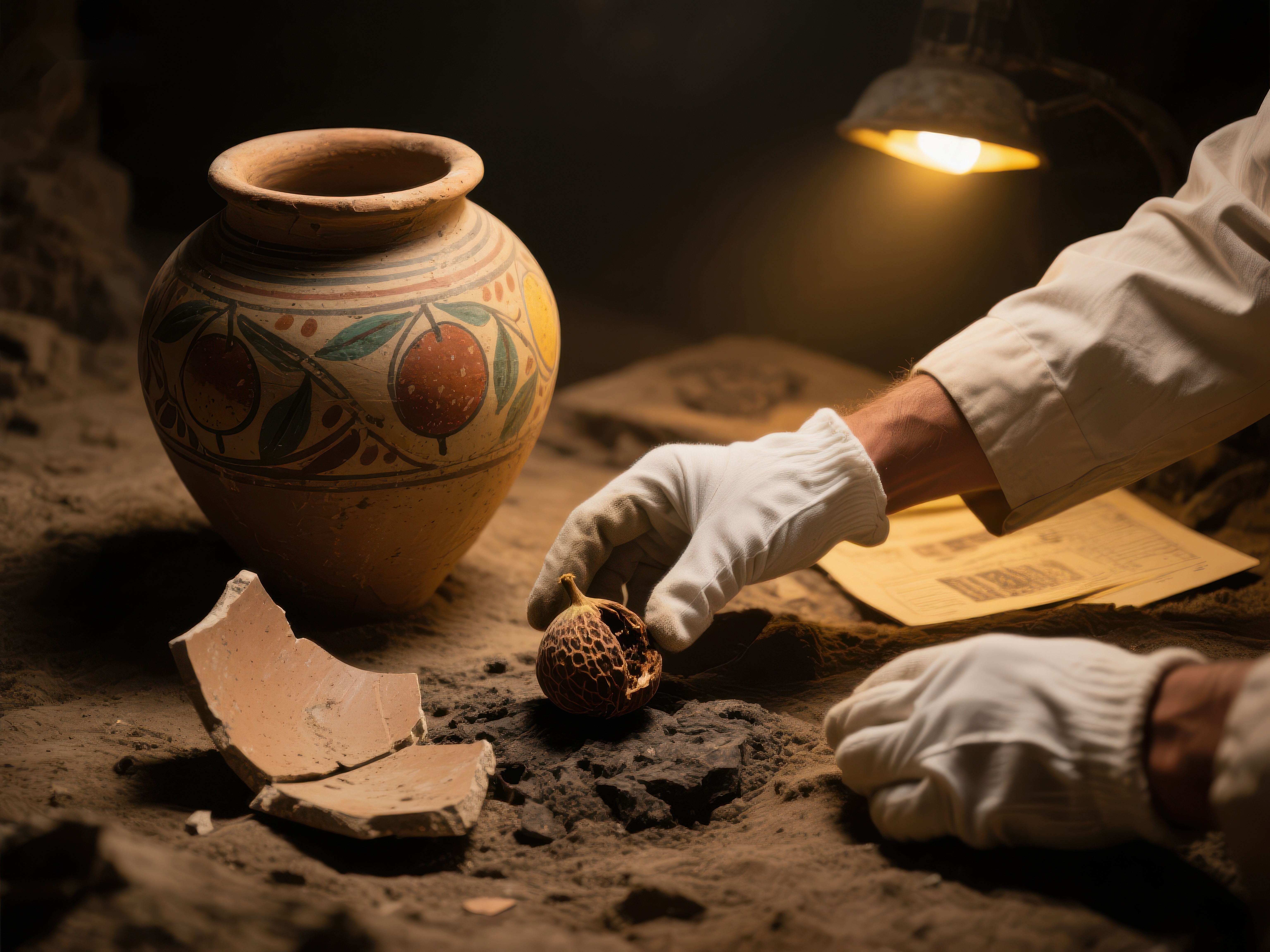 考古学家修复古代陶器素材