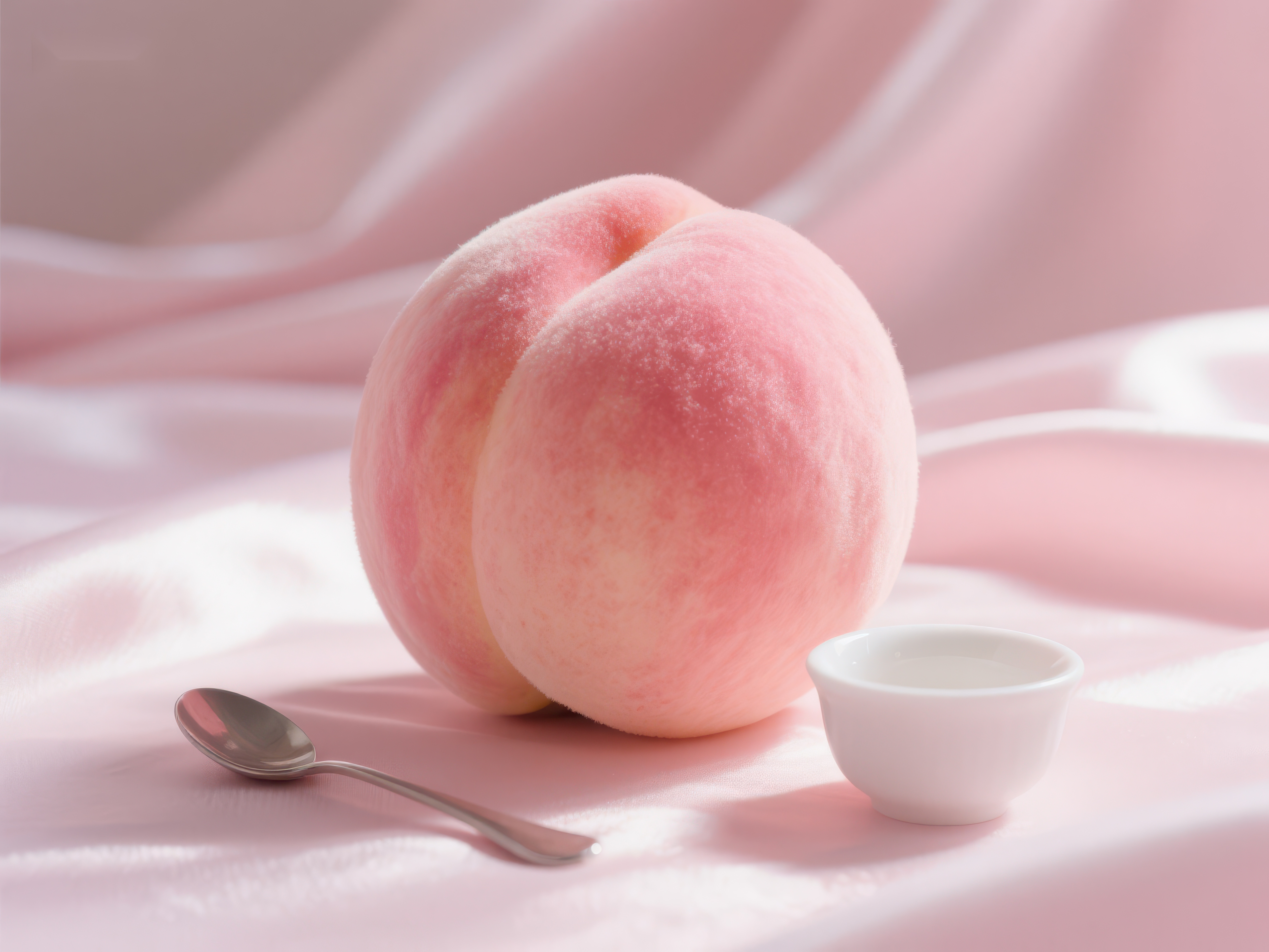 桃子与小碗粉色布景素材