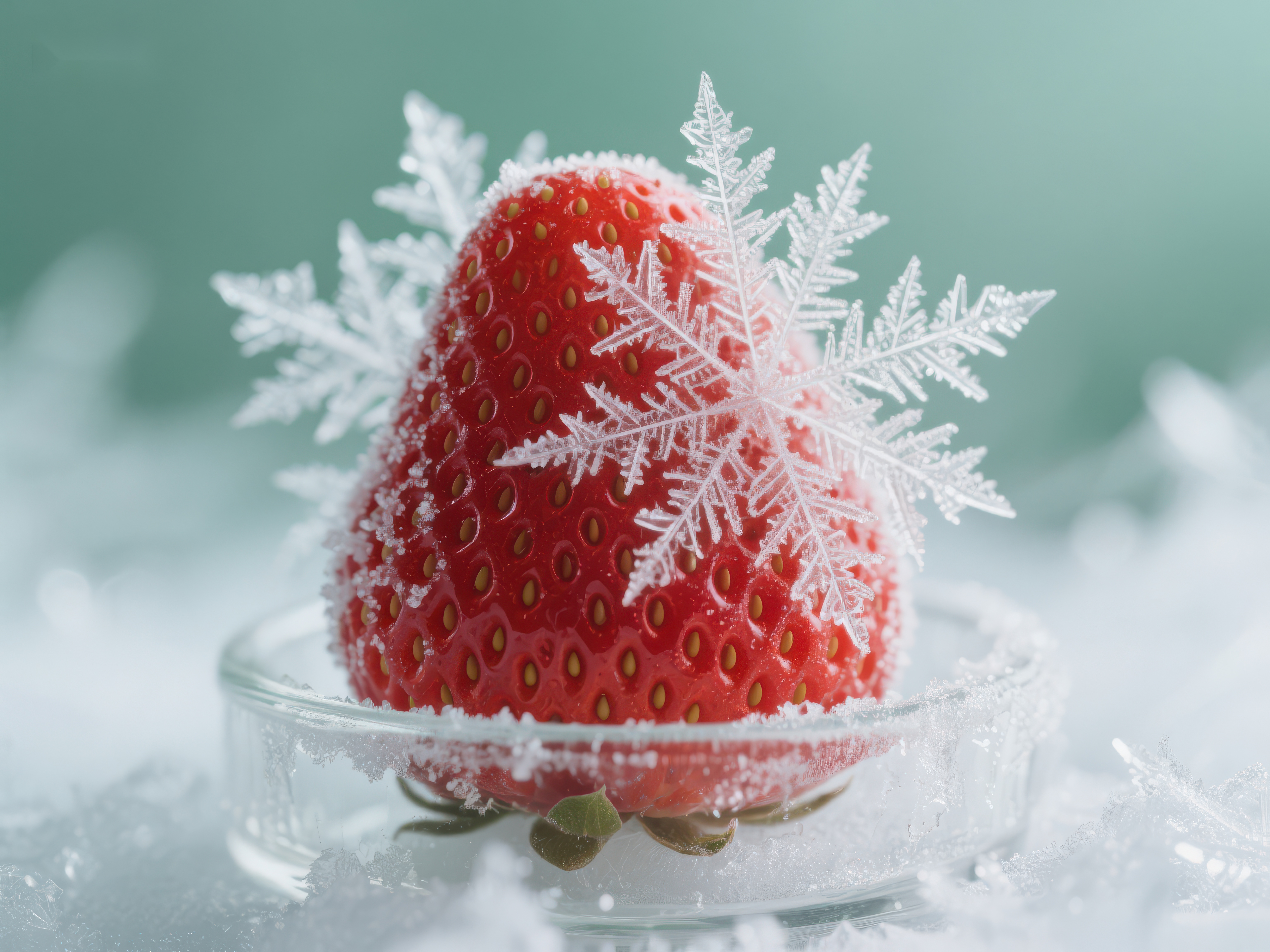 雪中草莓冬日的甜蜜与纯净素材