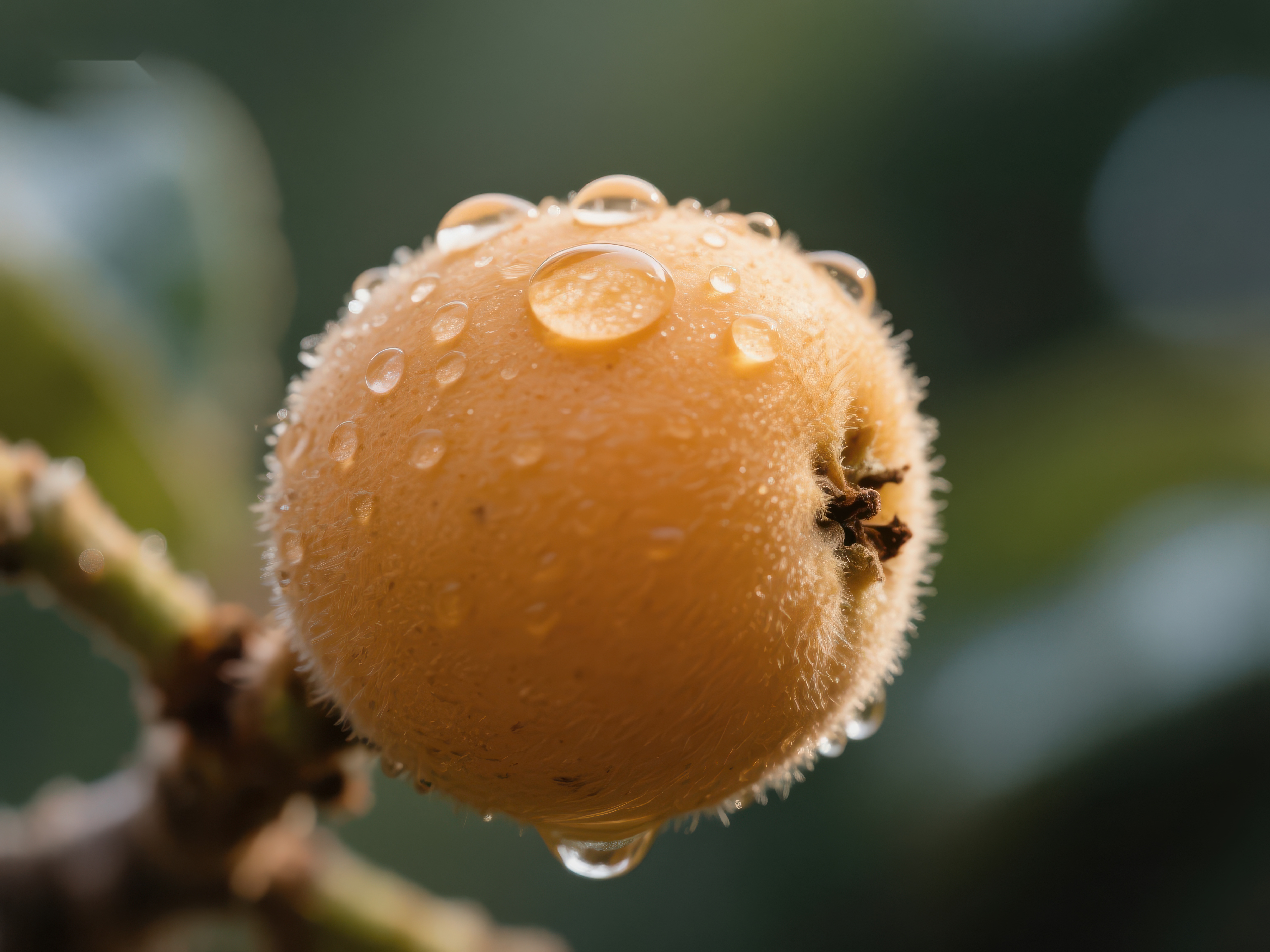 雨滴点缀的枇杷果实素材