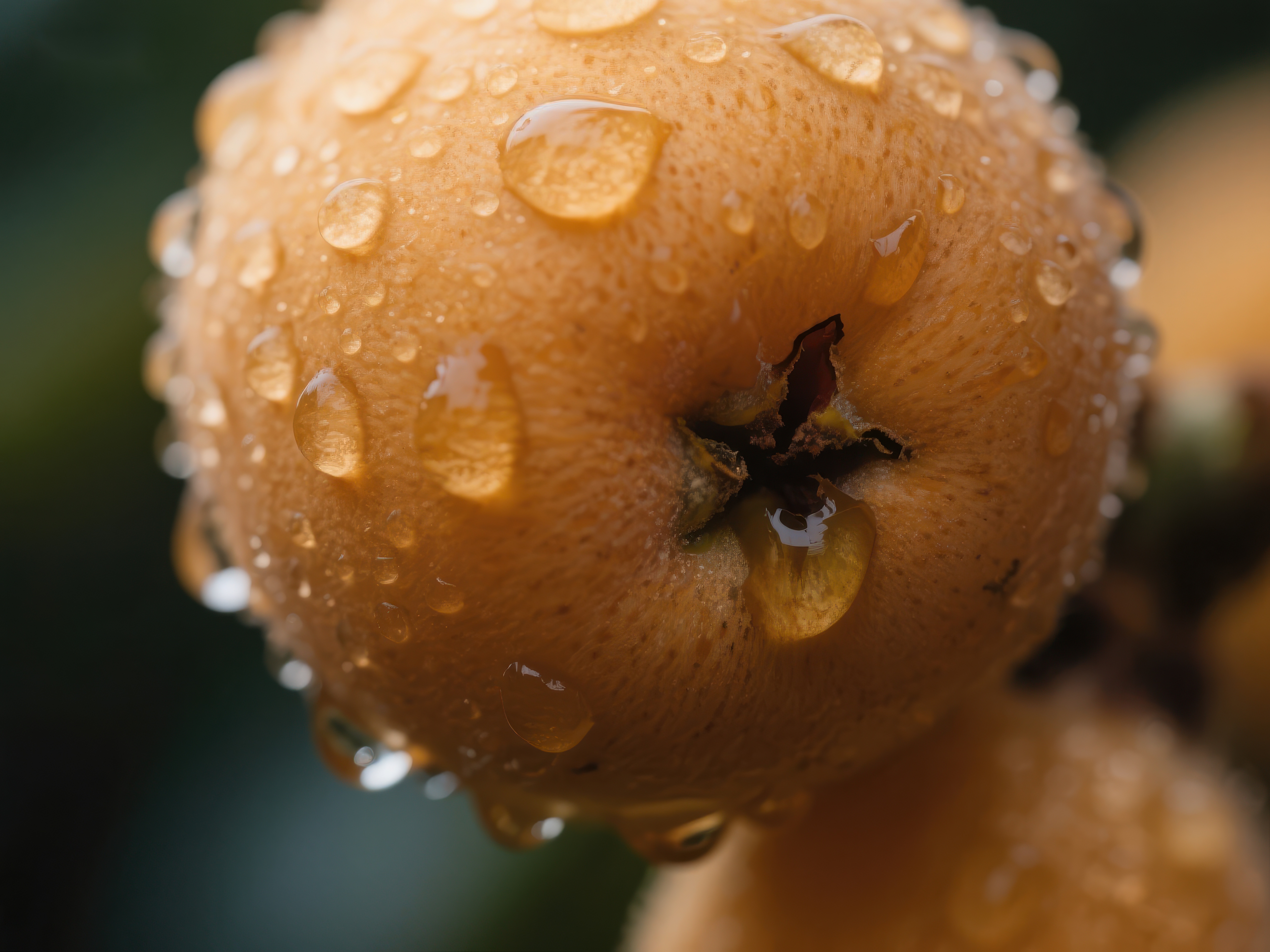 雨滴覆盖的枇杷果实特写素材
