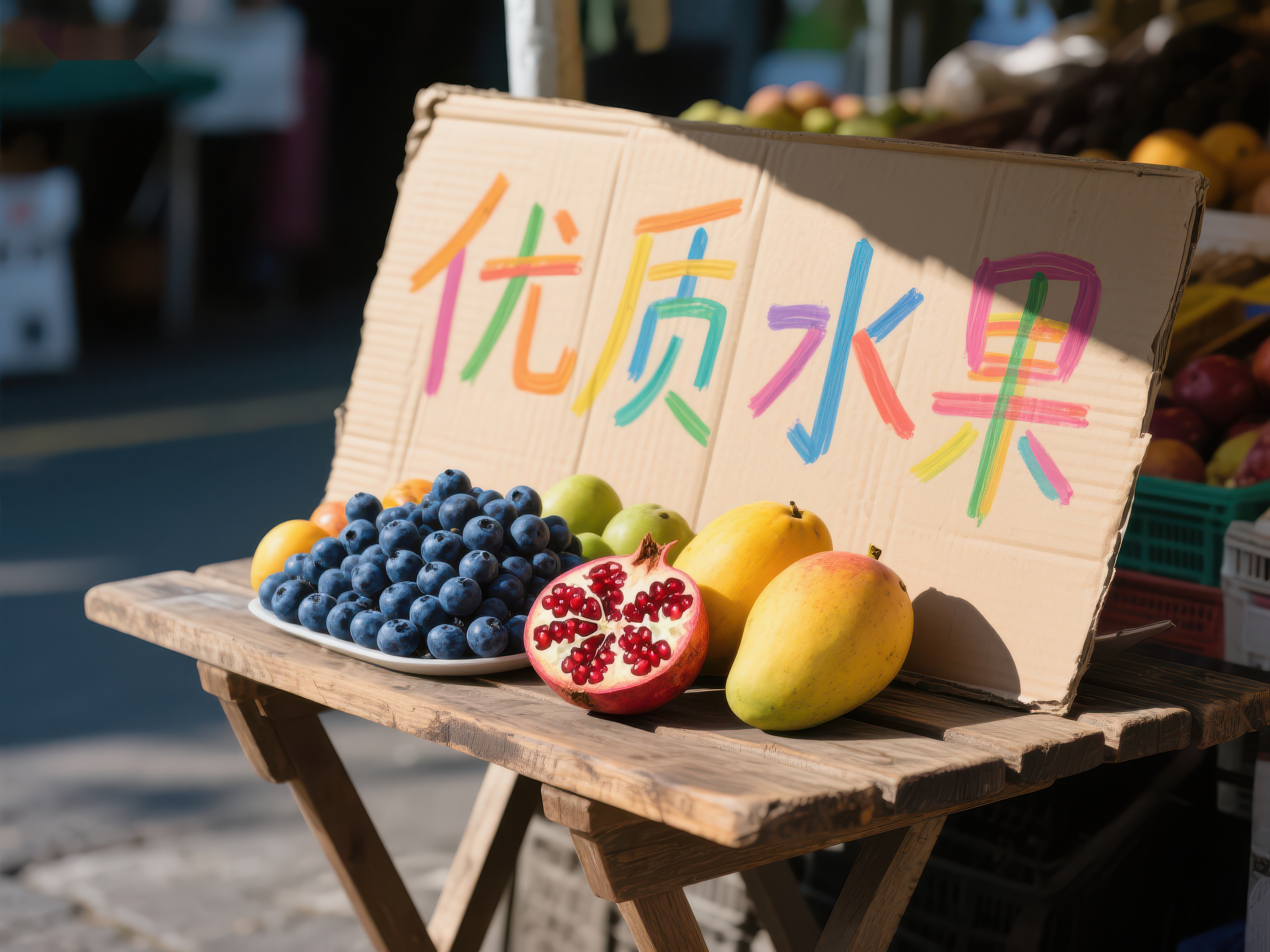 街头摊位展示优质水果素材