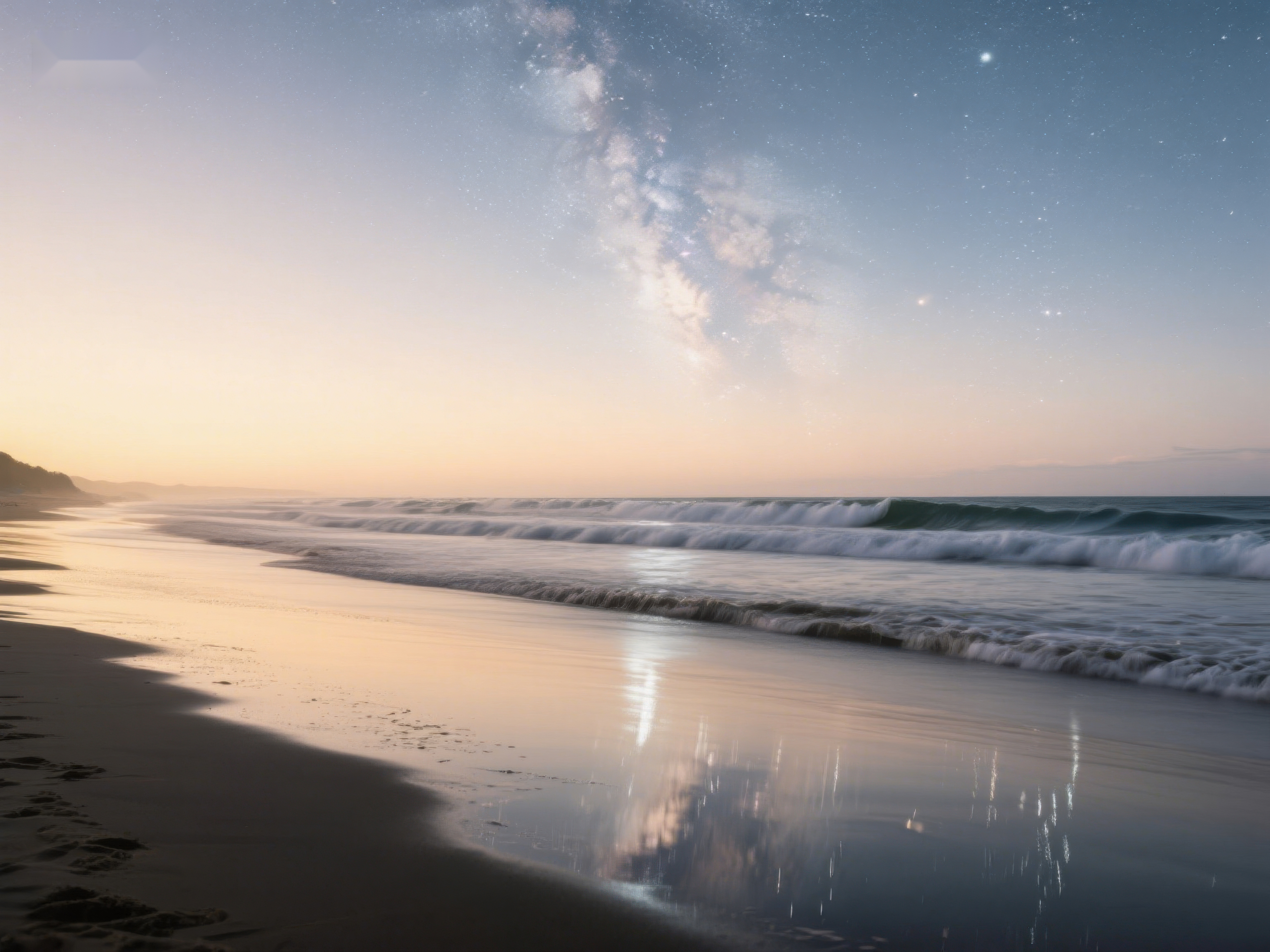 星空下的海滩日落素材
