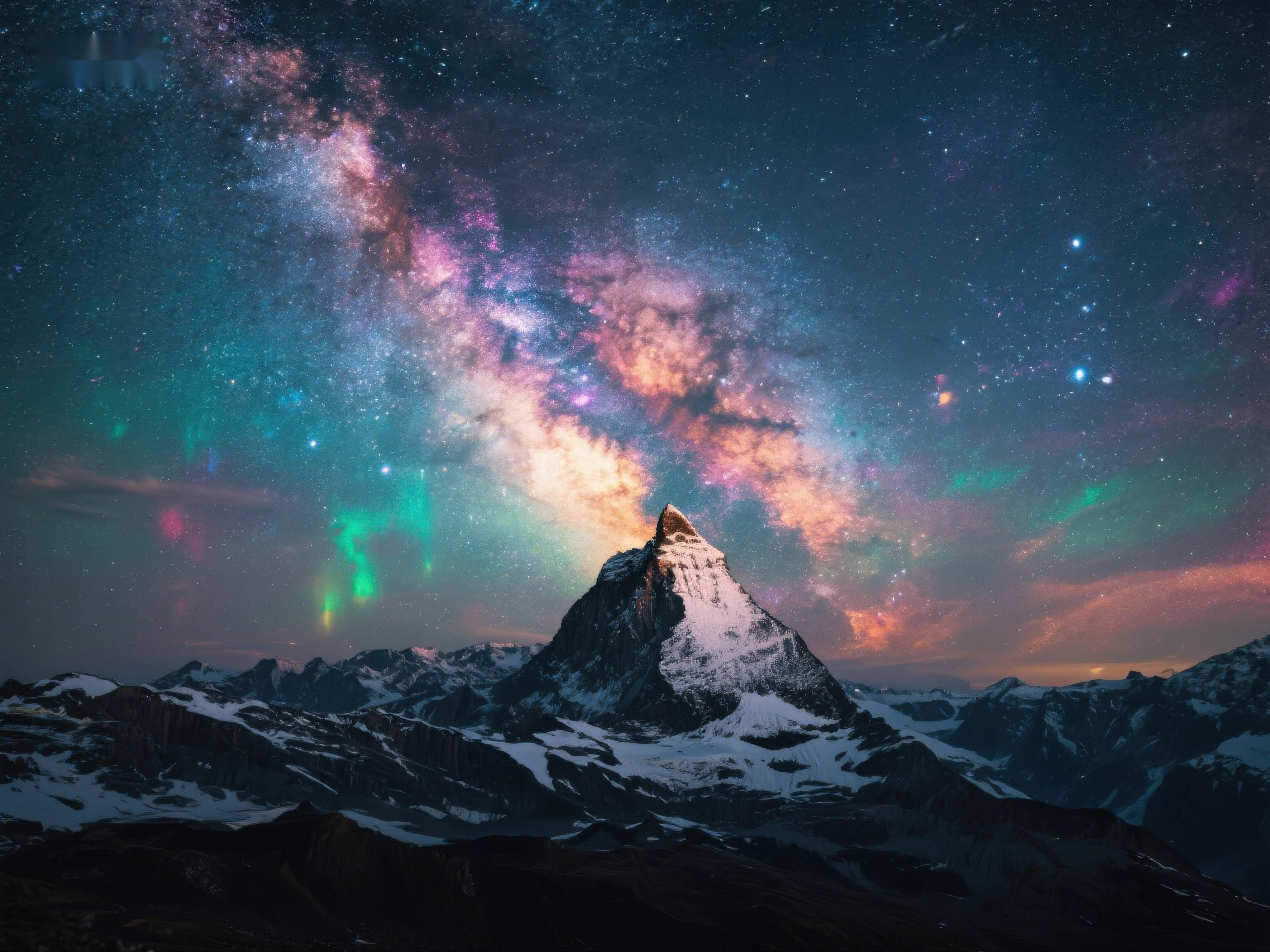 星空下的雪山奇景素材