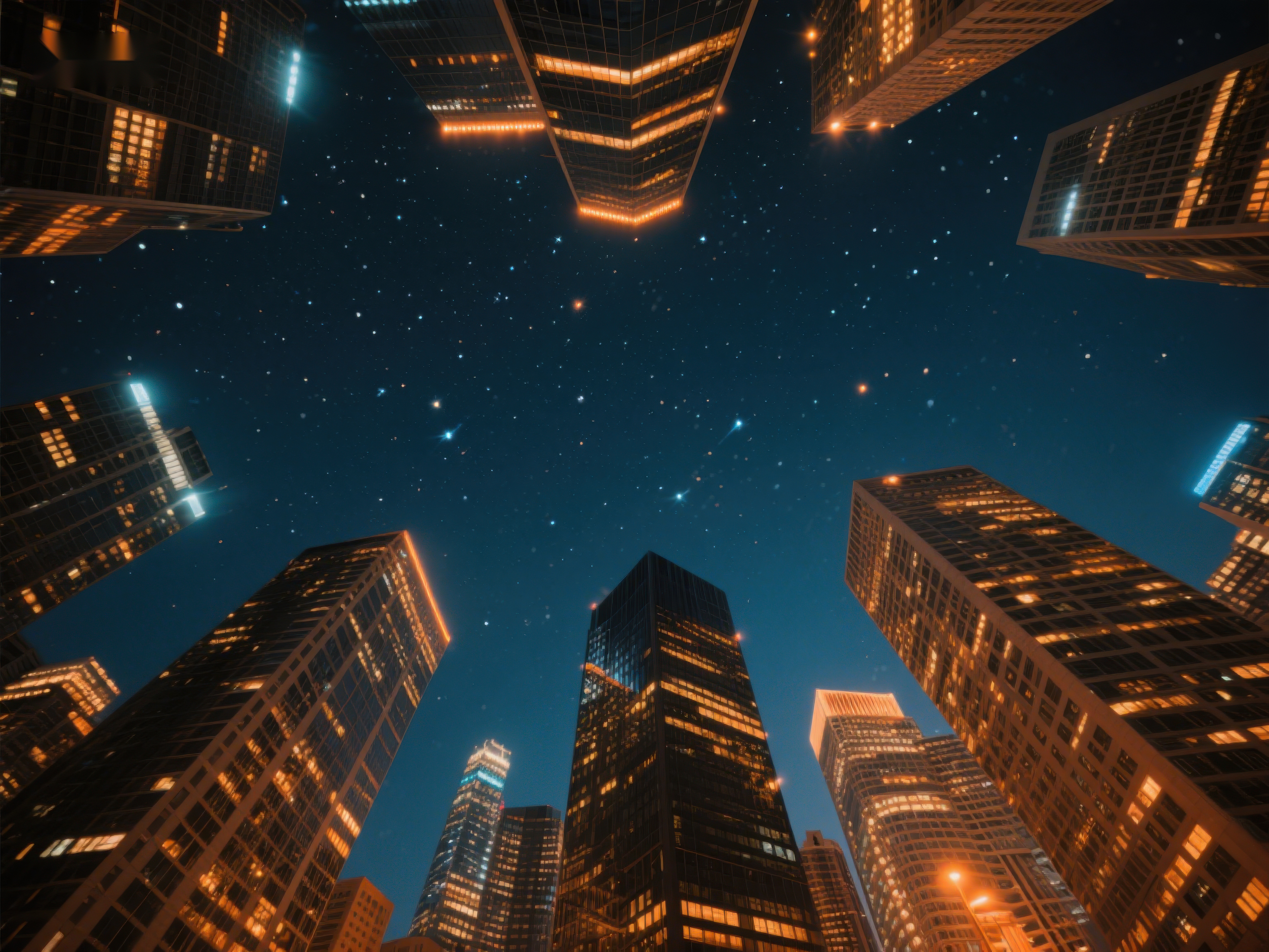 夜空下的城市高楼素材