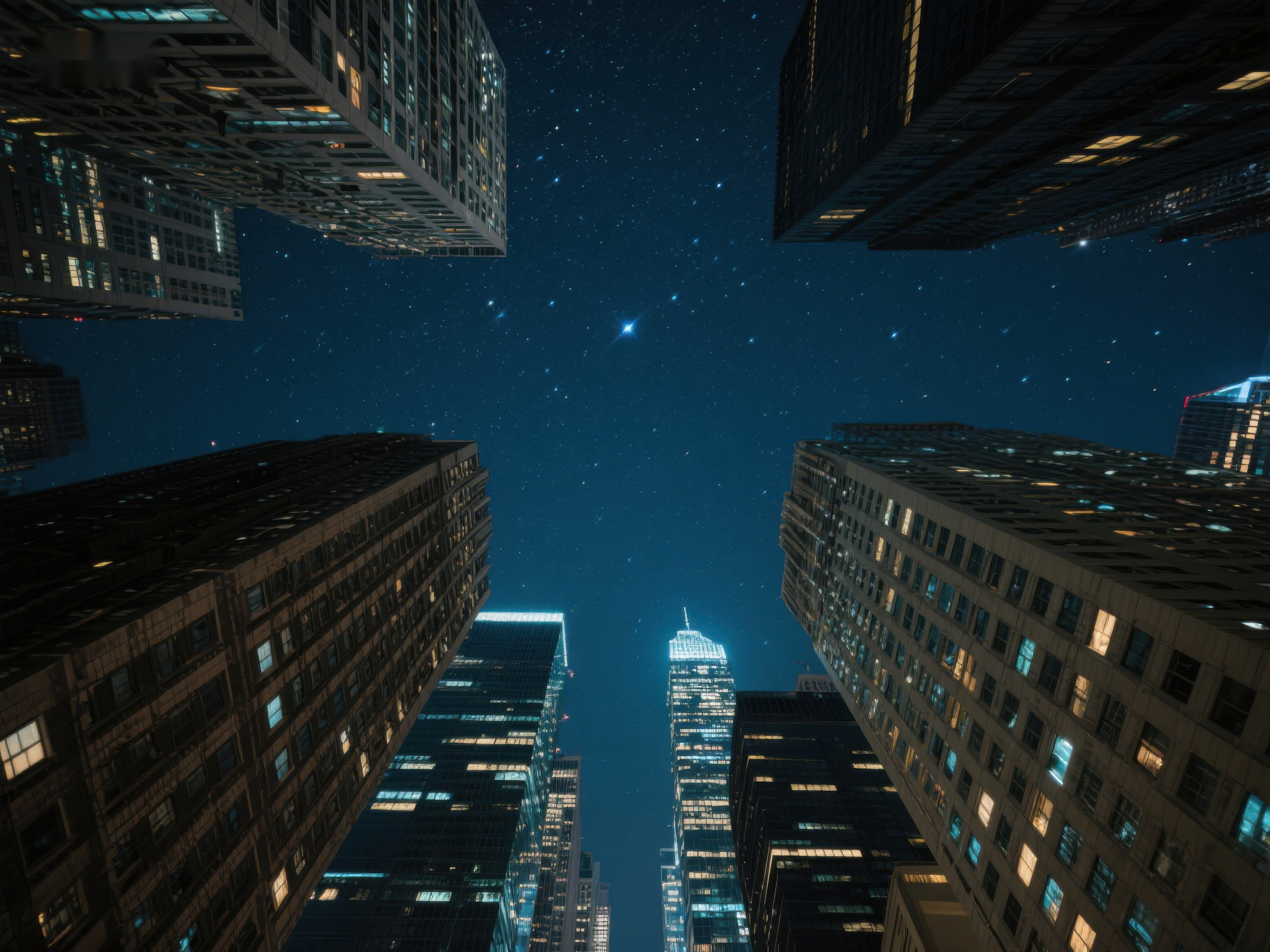 夜空下的城市高楼素材