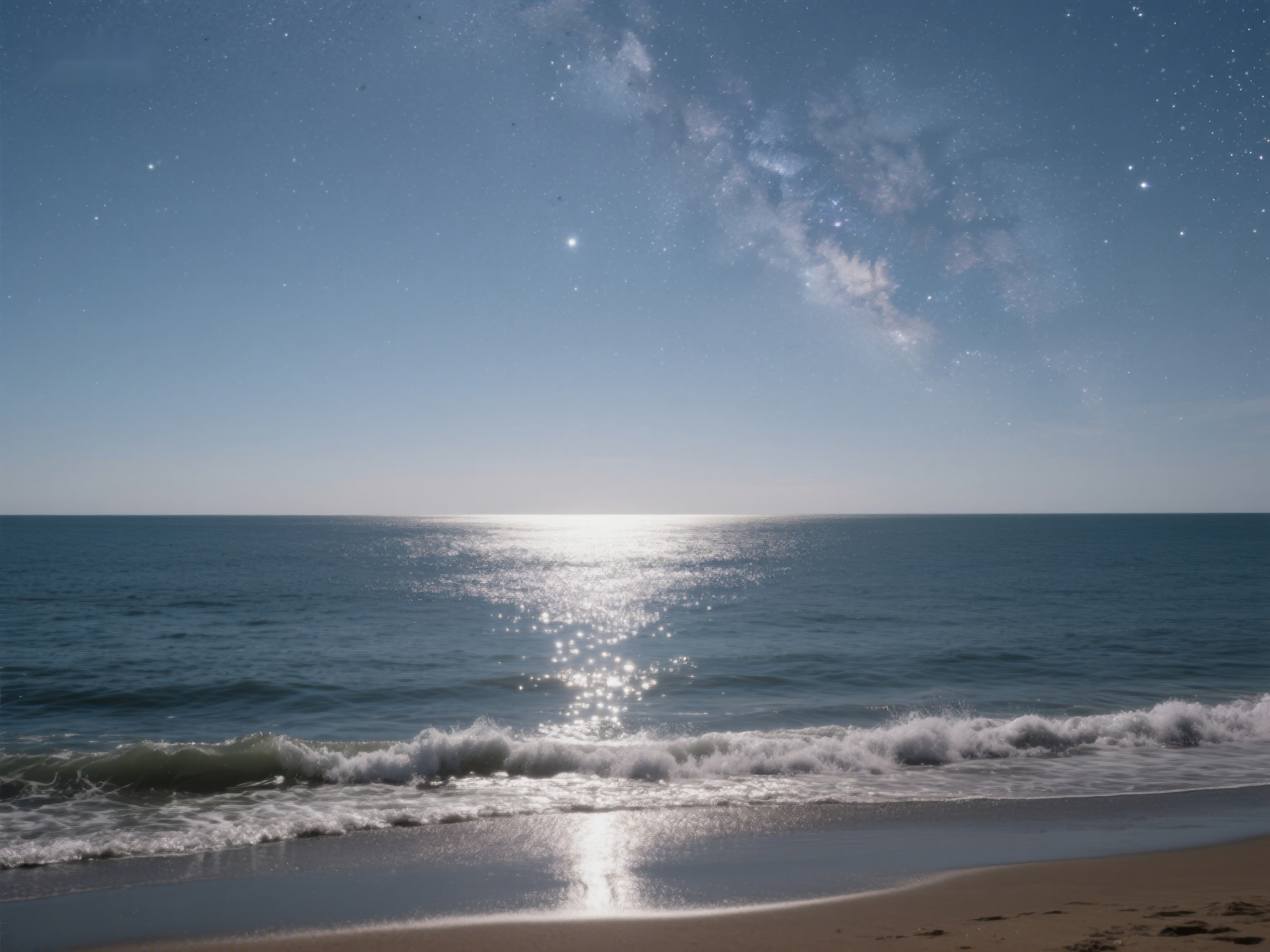 星光下的海滩夜景素材