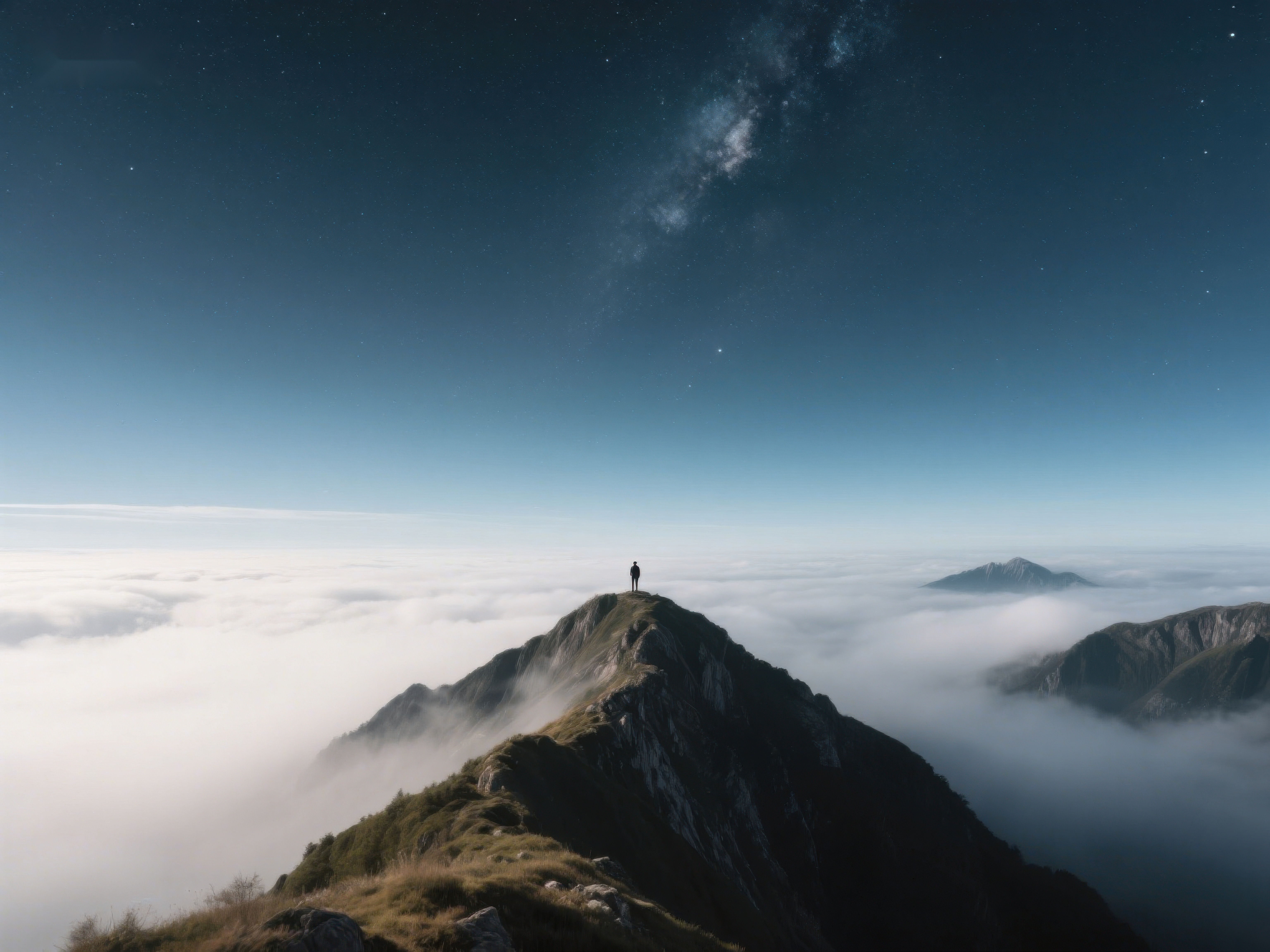 山顶之上星河与云海素材