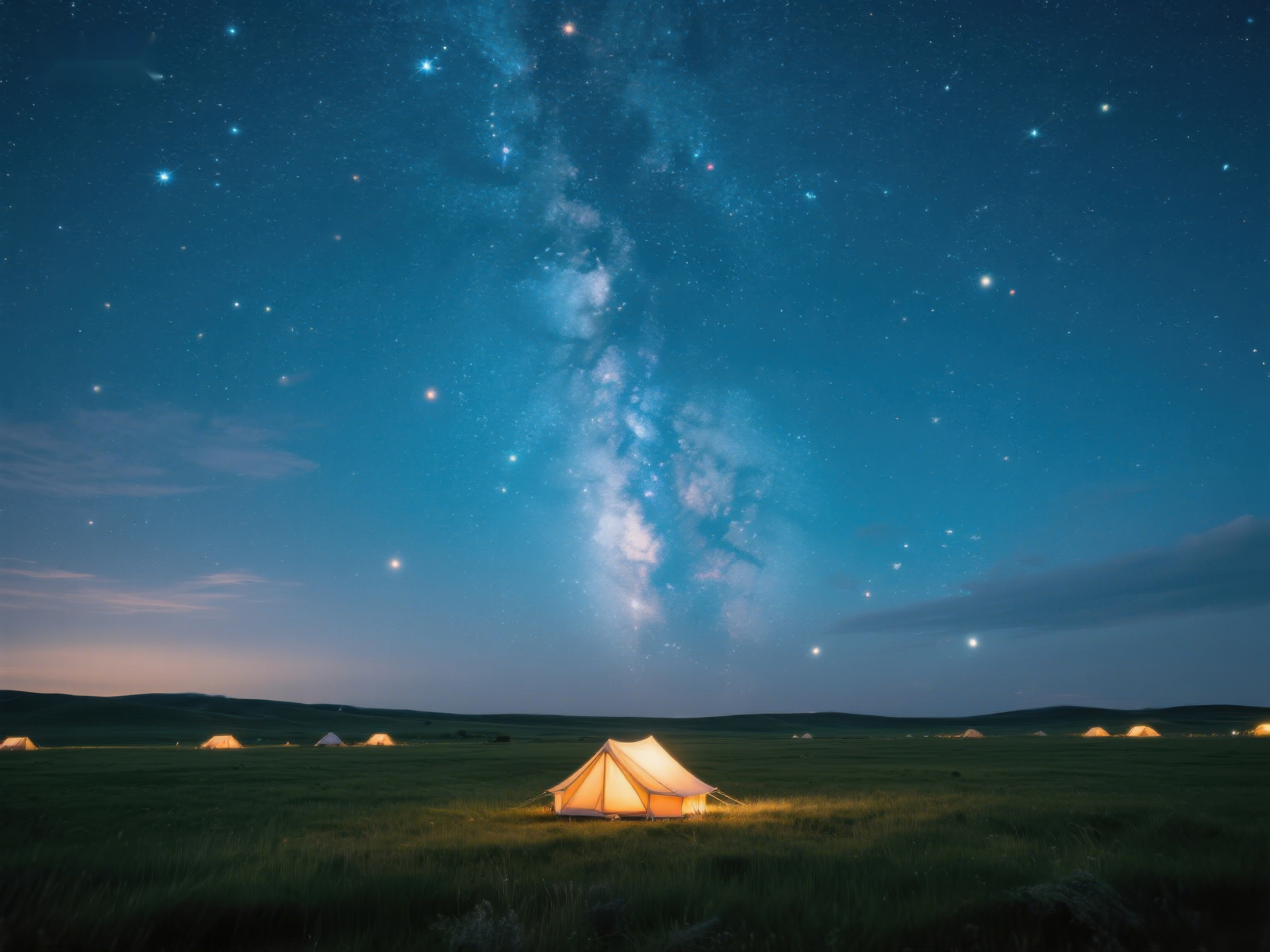 星空下的帐篷营地素材