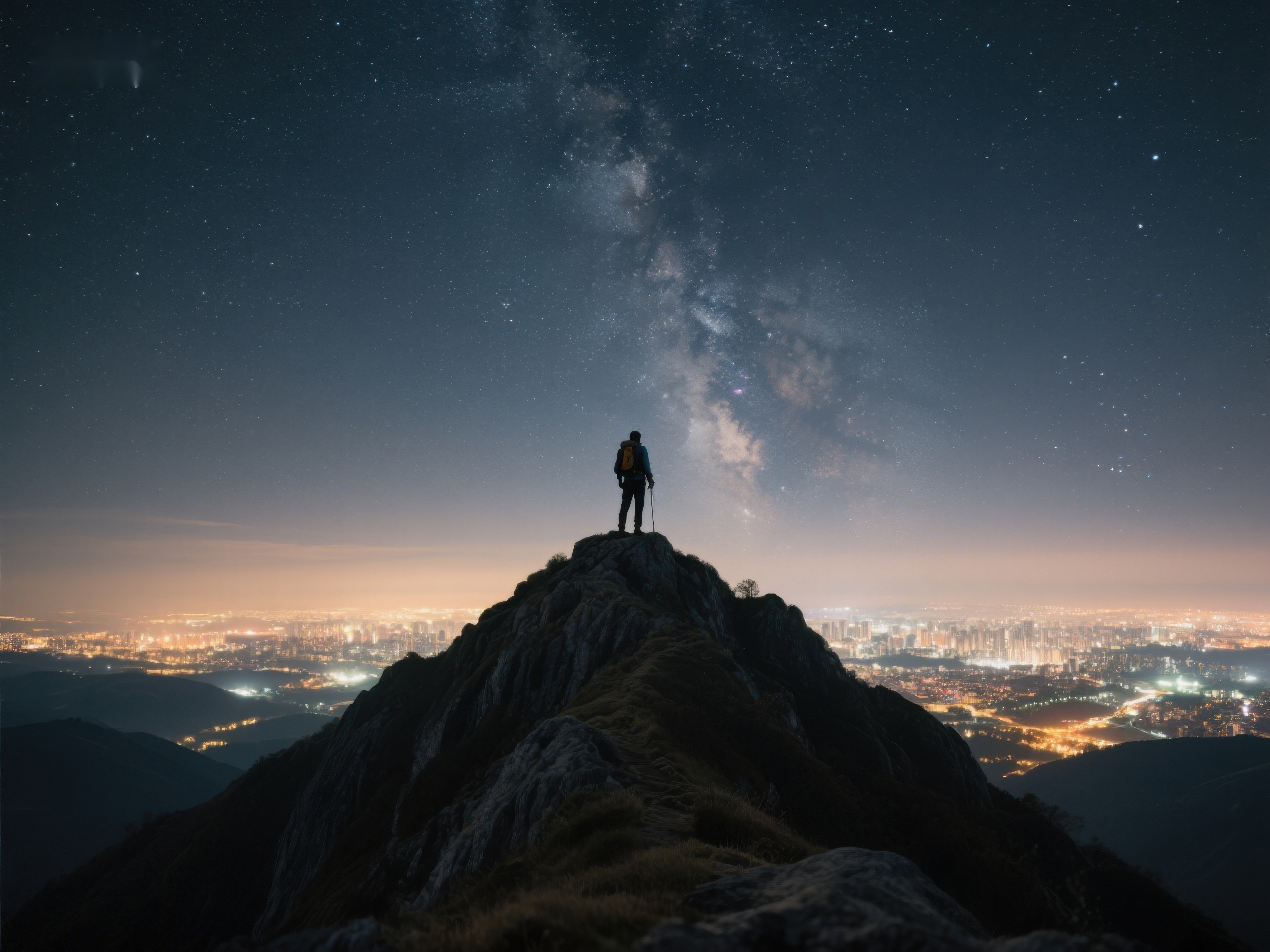 山顶夜景仰望星空素材