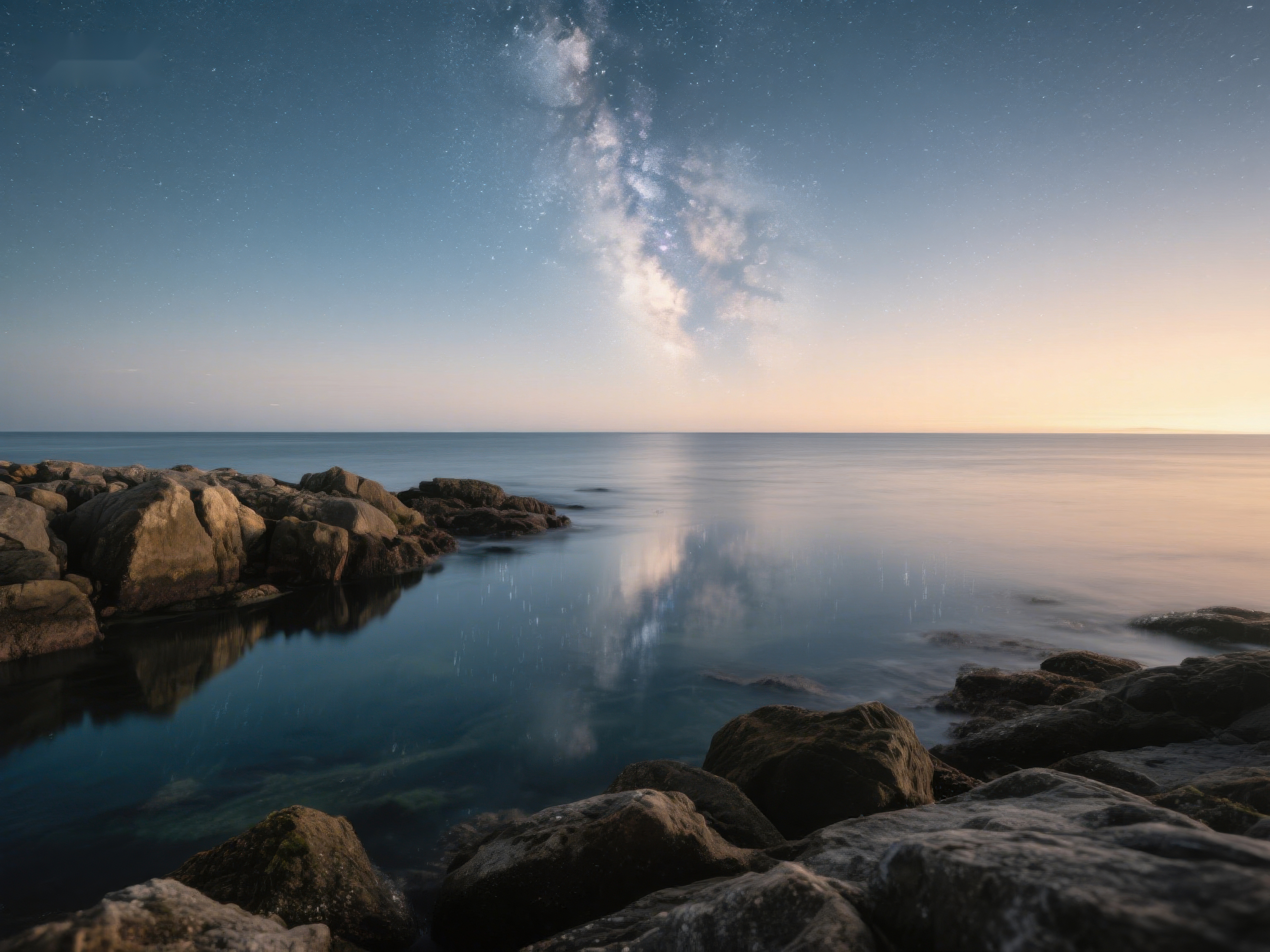 星空下的海岸静谧夜景素材