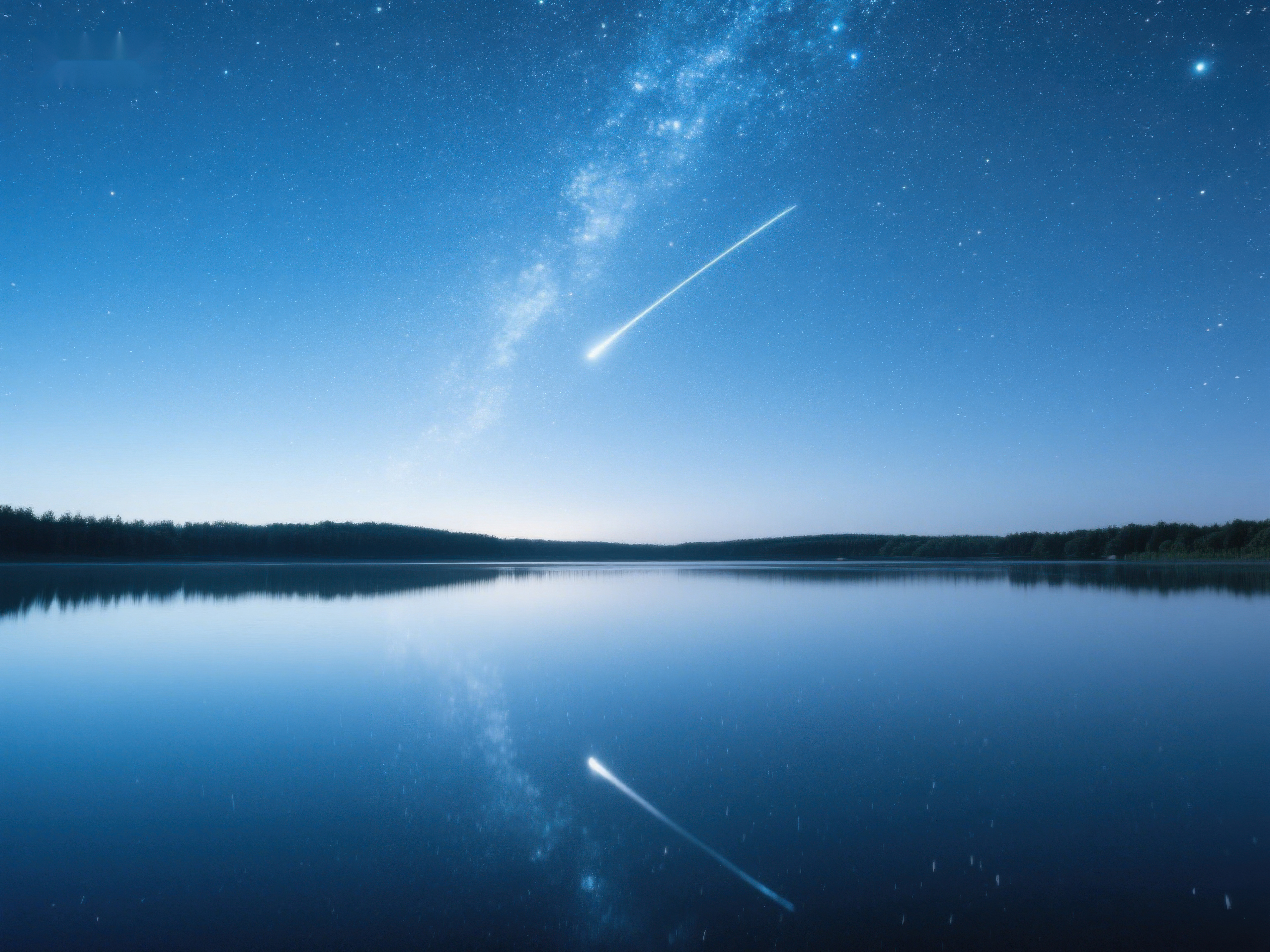 湖面夜空流星划过素材