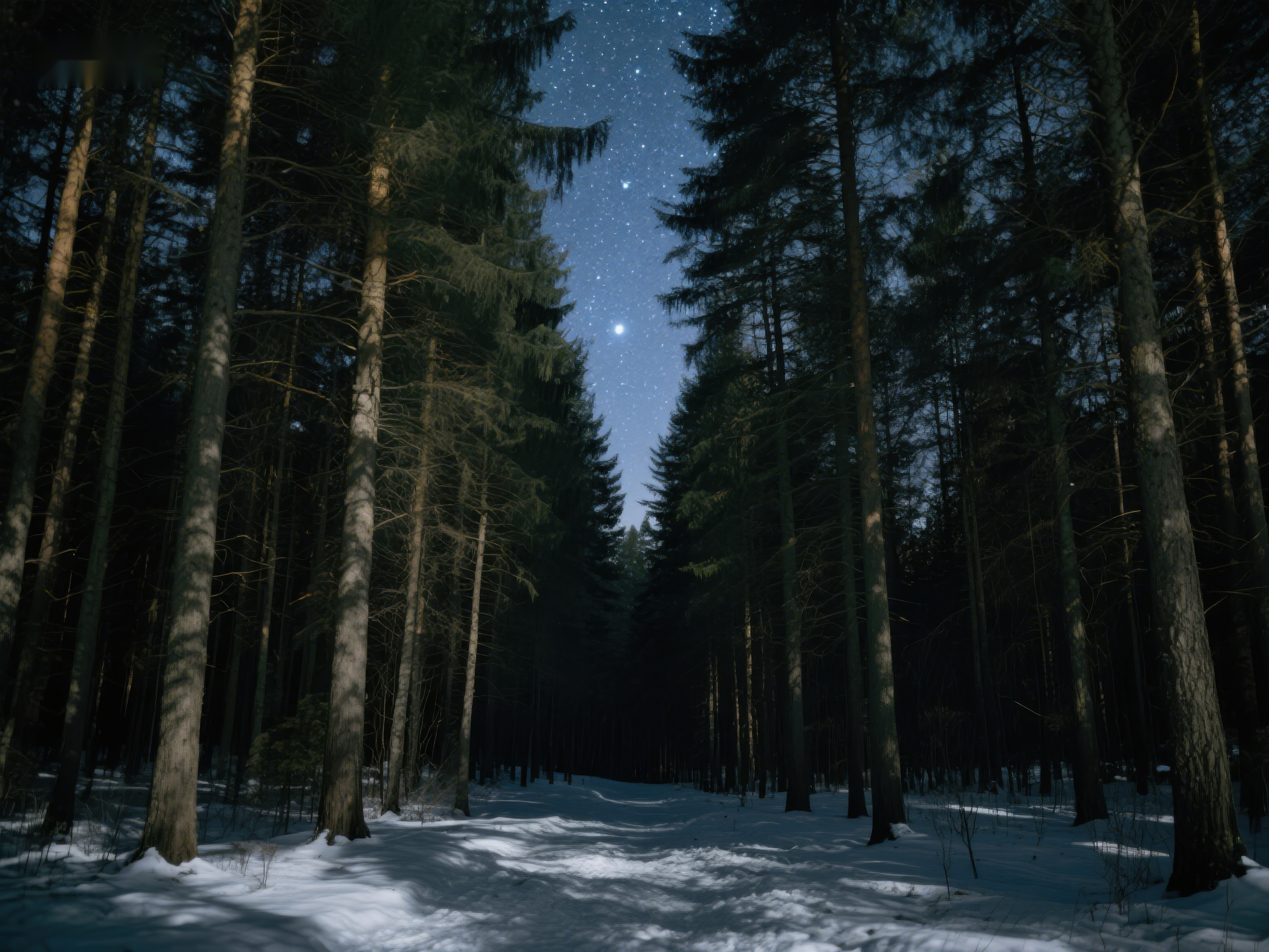 冬夜森林星光点点素材