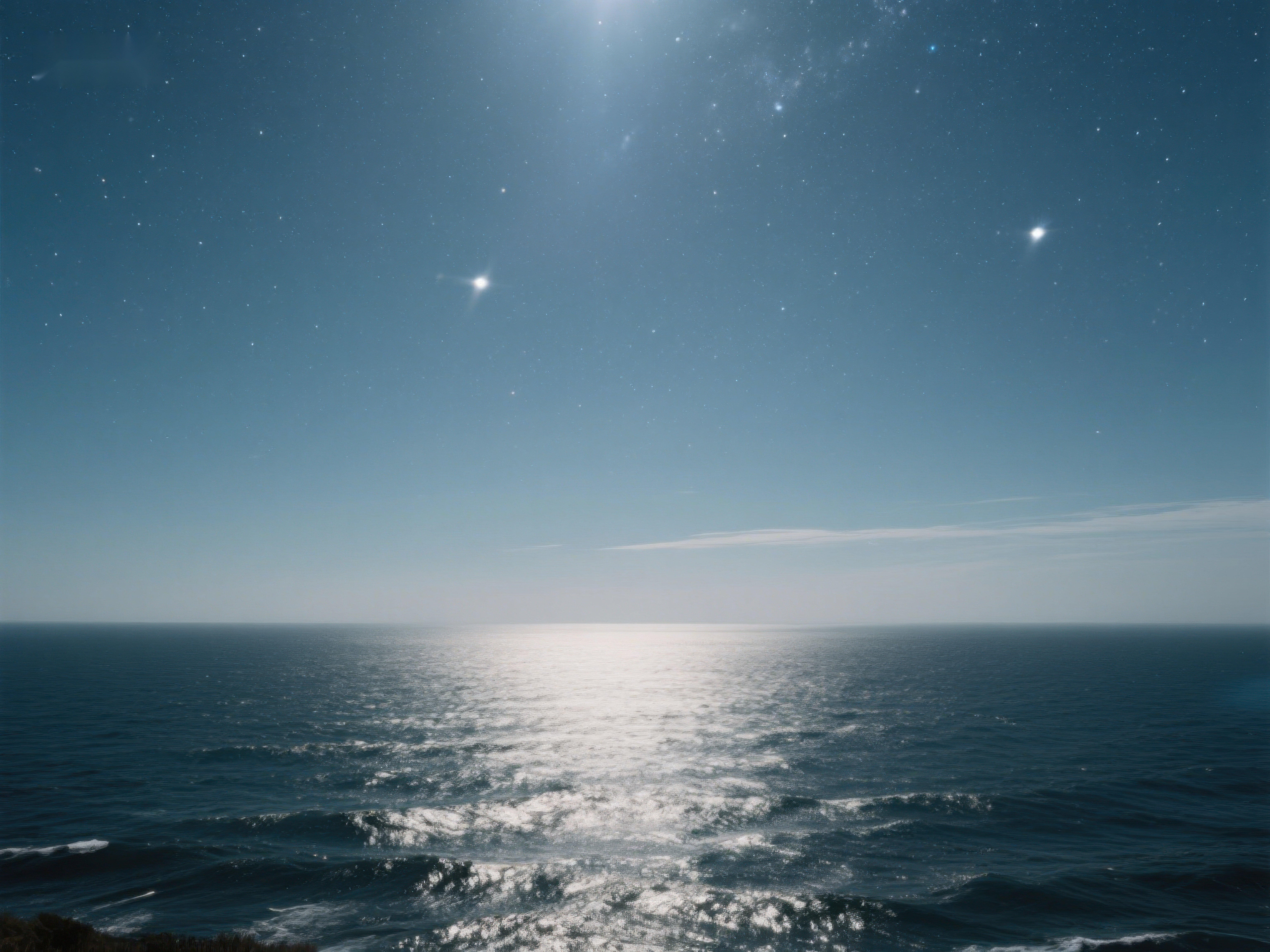夜空下的海洋风光素材
